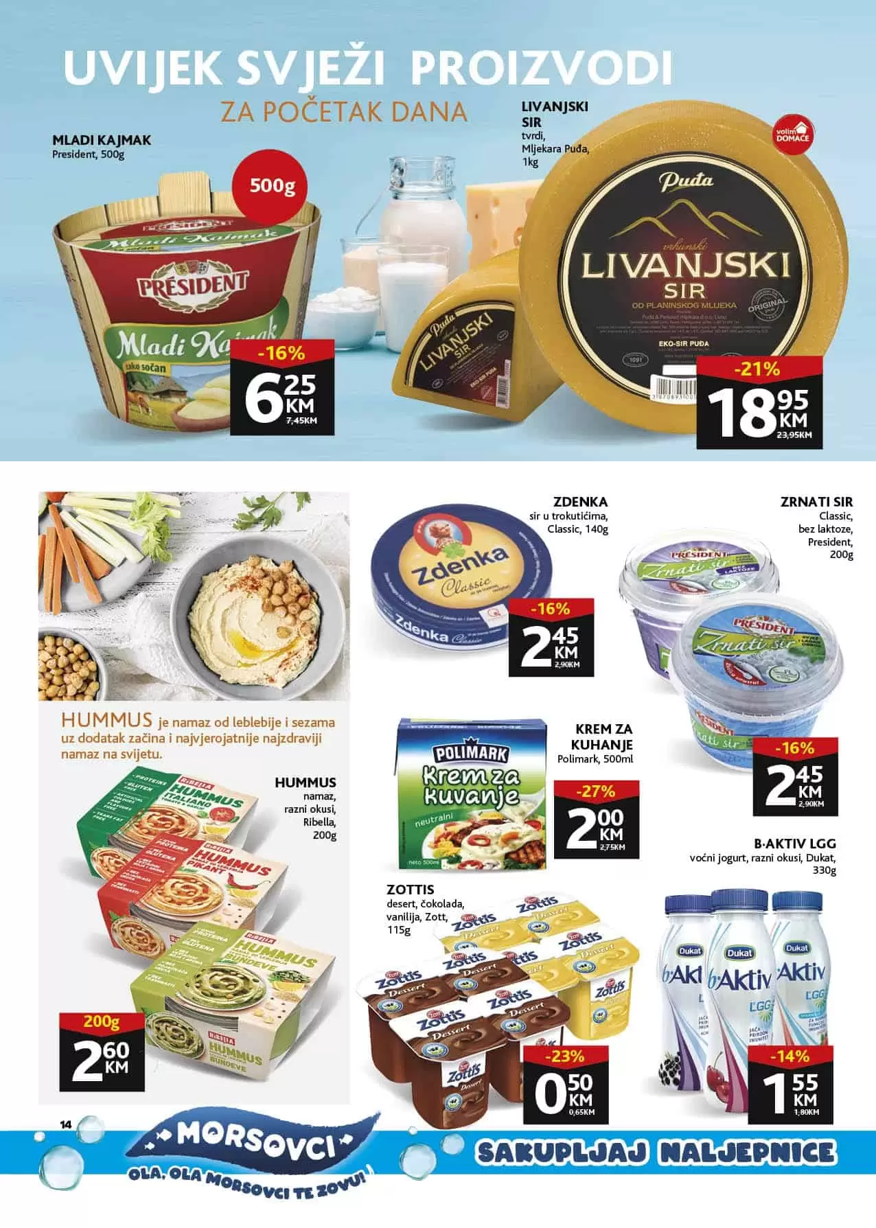 prsident kajmak, humus ribella, ribella, jogurt, bio active