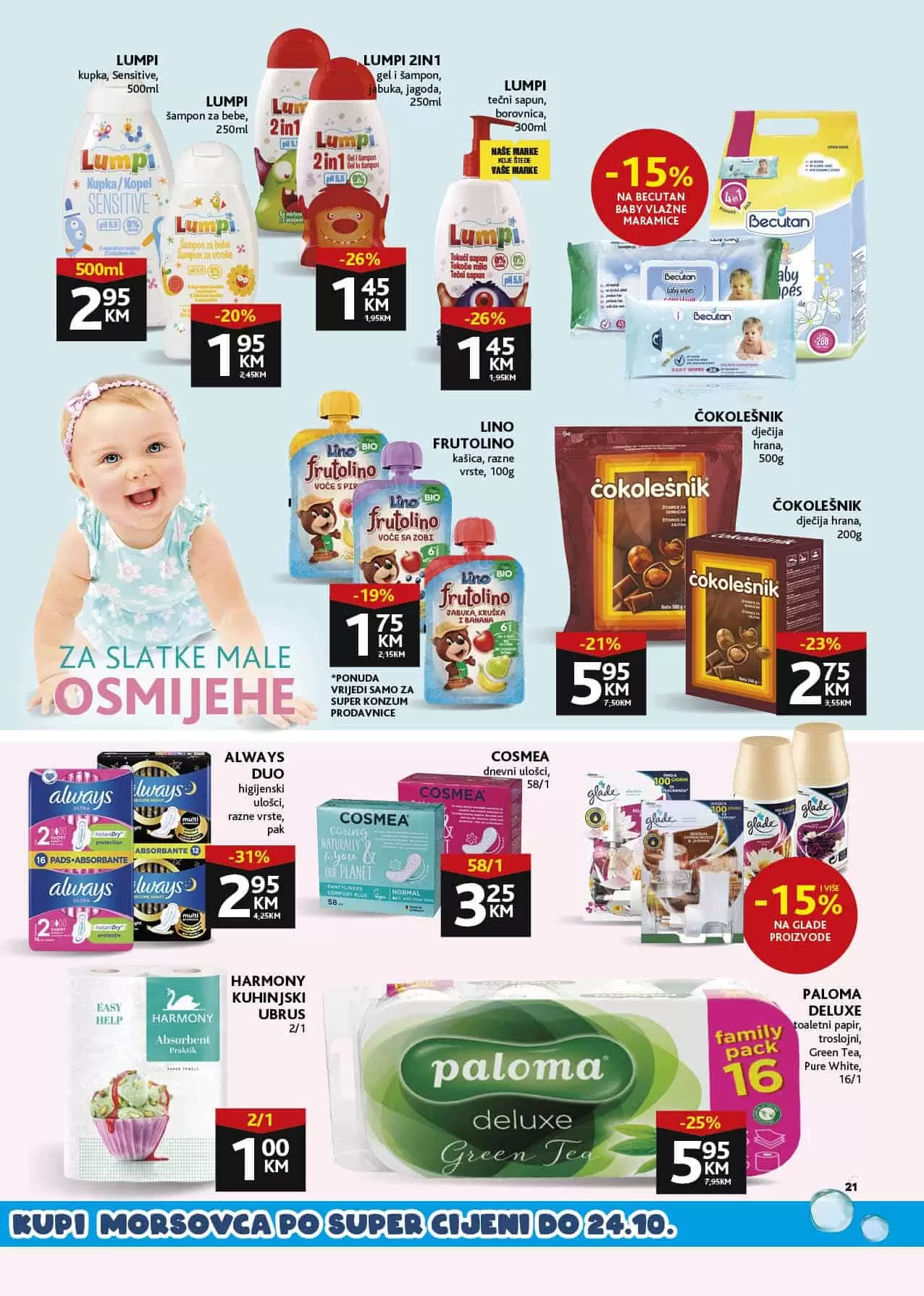 kasice za bebe, maramice za bebe, vlazne maramice za bebe, higijenski ulosci, always, paloma, cokolino 