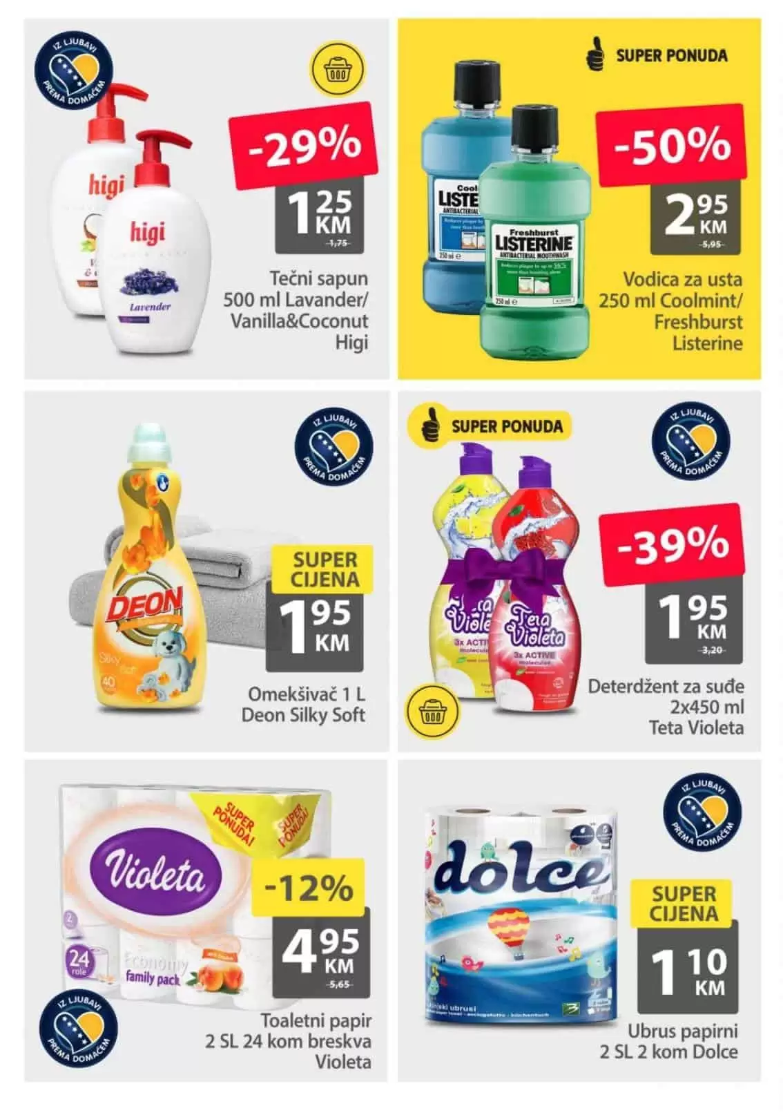 Kucna hemija i oprema. sapun za ruke, deterdzent za ves, omeksivac za ves.