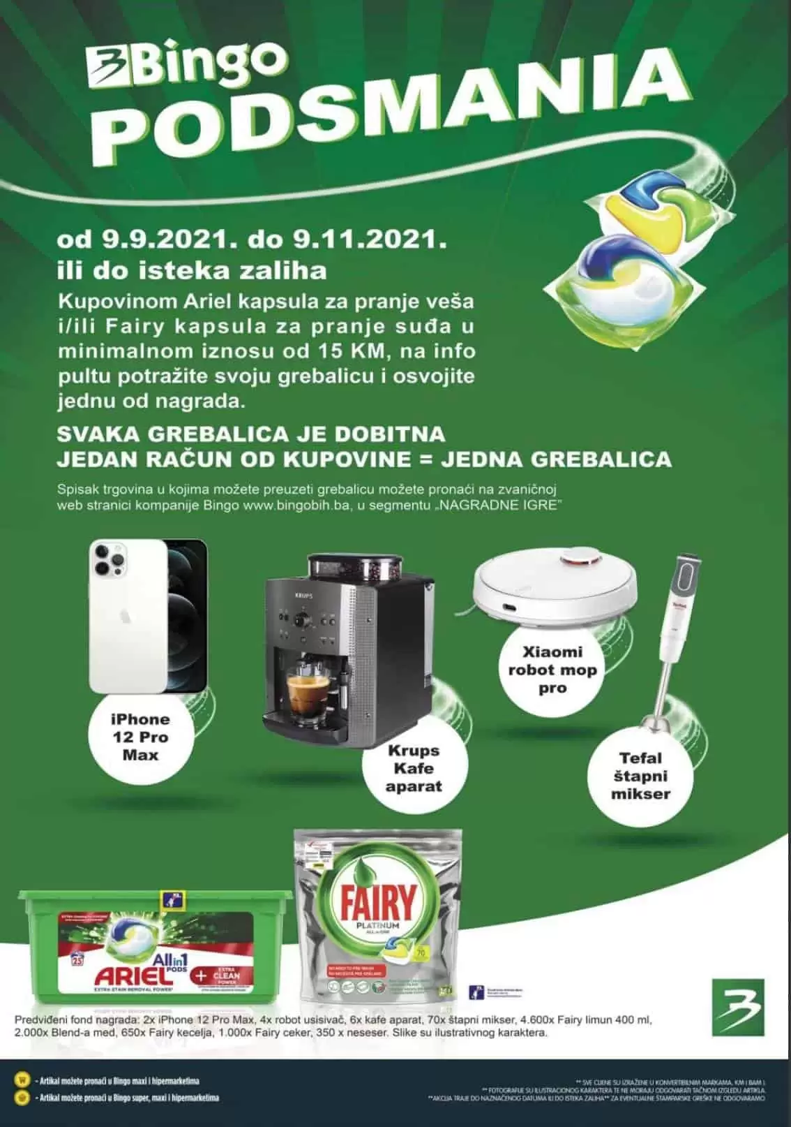 fairy nagradna igra. osvojite super nagrade. Robot usisivac, aparat za kafu, stapni mikser i jos mnogo toga.