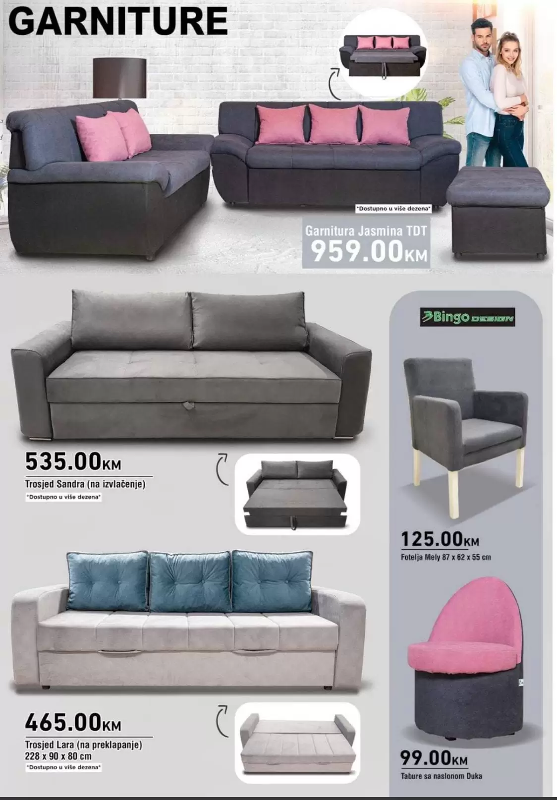 dvosjed, trosjed, fotelja, 