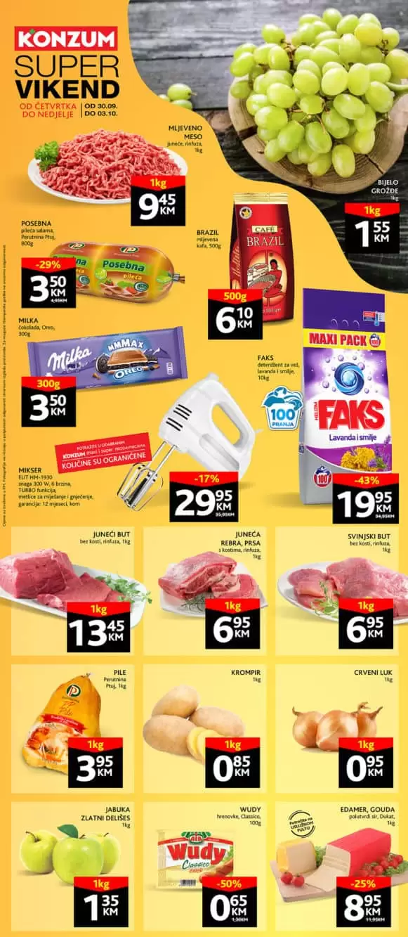 konzum katalog, konzum vikend akcija, konzum snizenje, konzum popusti, konzum faks cijena, milka cokolada, crveno meso cijena, junjece mesp cijena