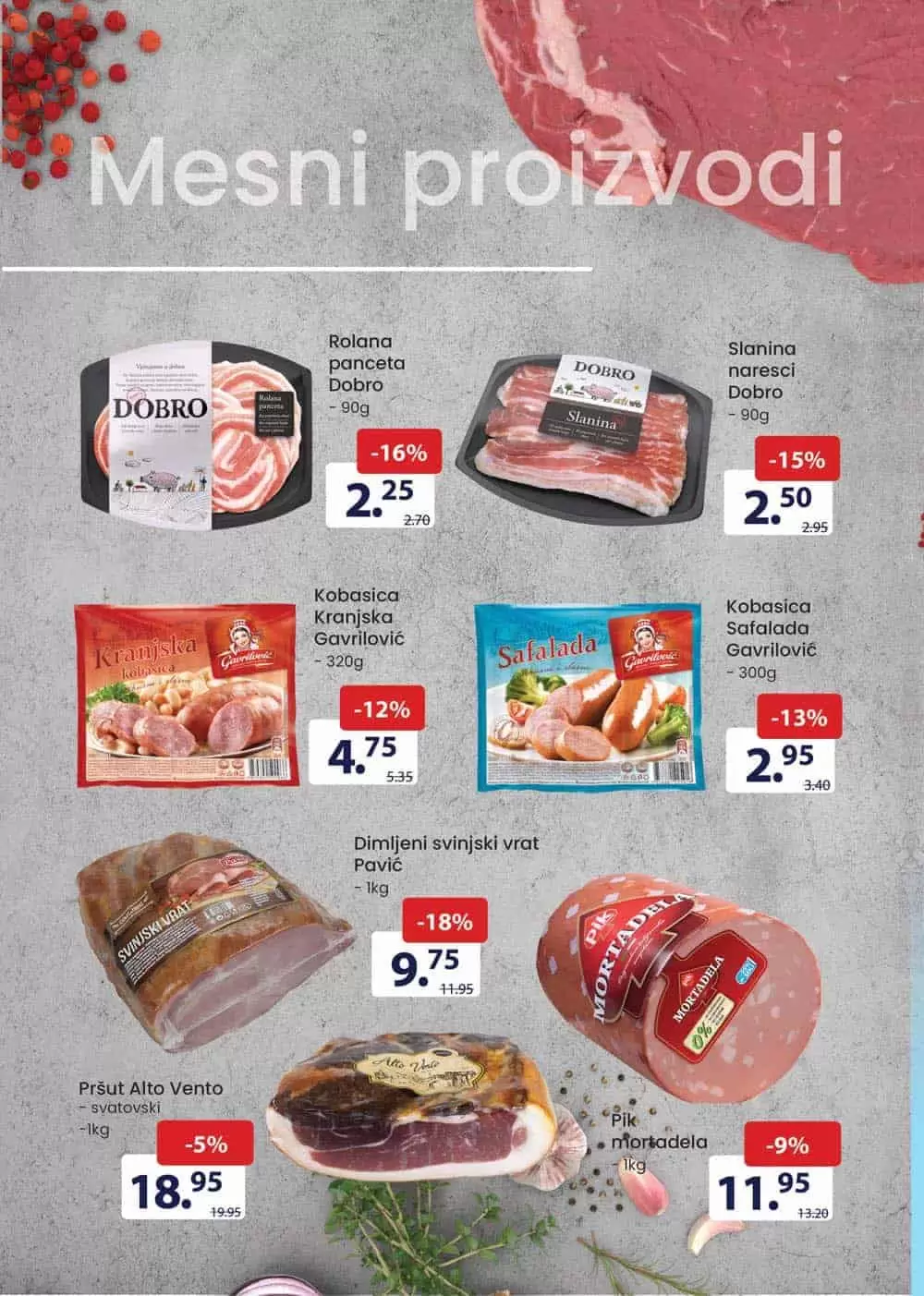 svjeze meso, mesne prradjevine