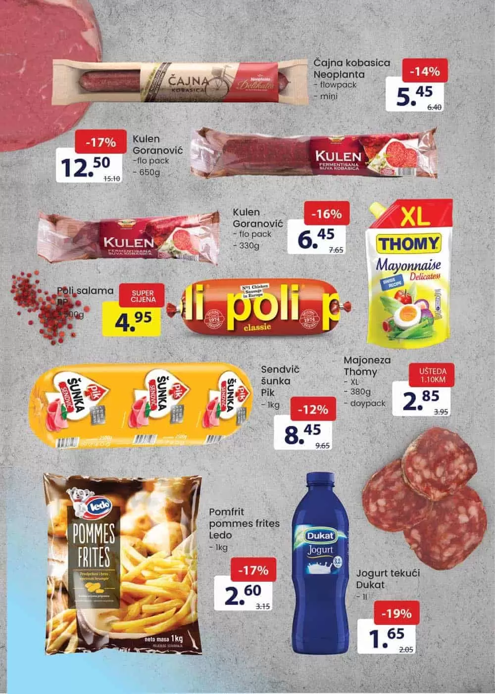 poli salama, sudzuk, jogurt