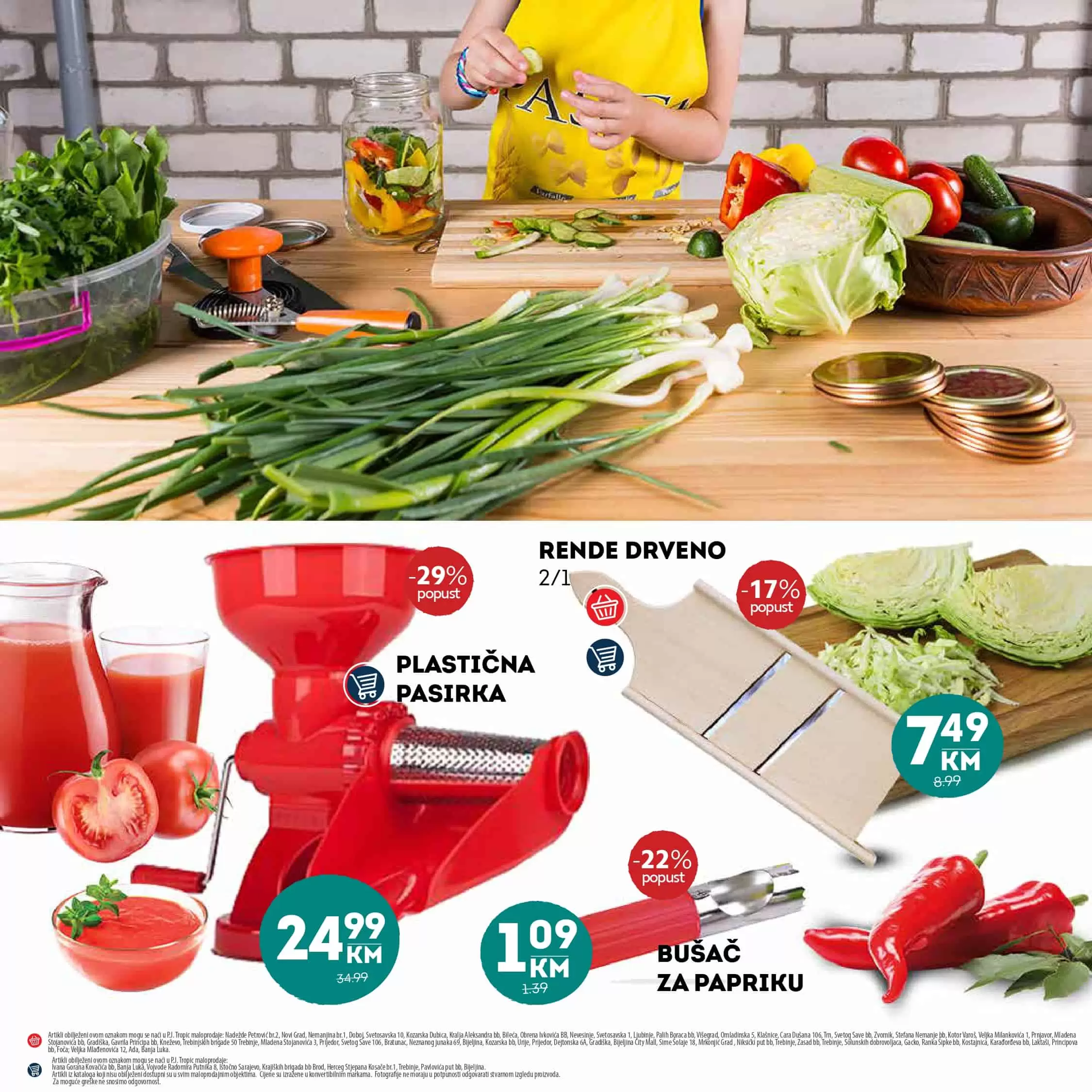 plasticna pasirka, busac za papriku, rende drveno