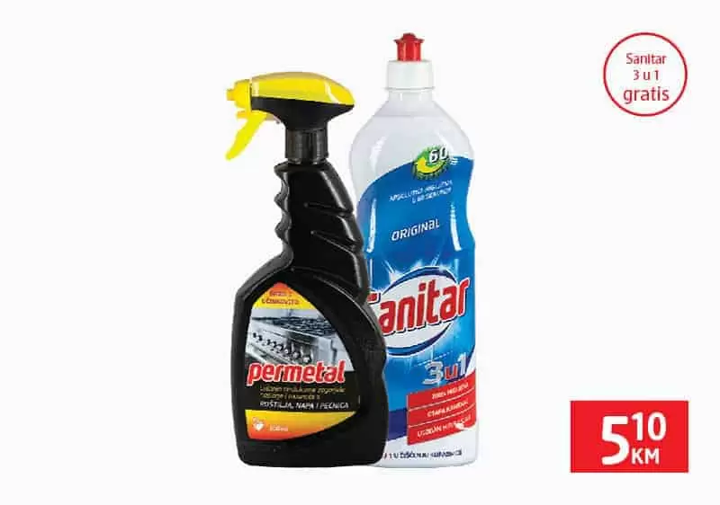 Permetal sredstvo za uklanjanje masnoće, 650 ml + Sanitar 3 u 1 sredstvo za čišćenje, 750 ml gratis