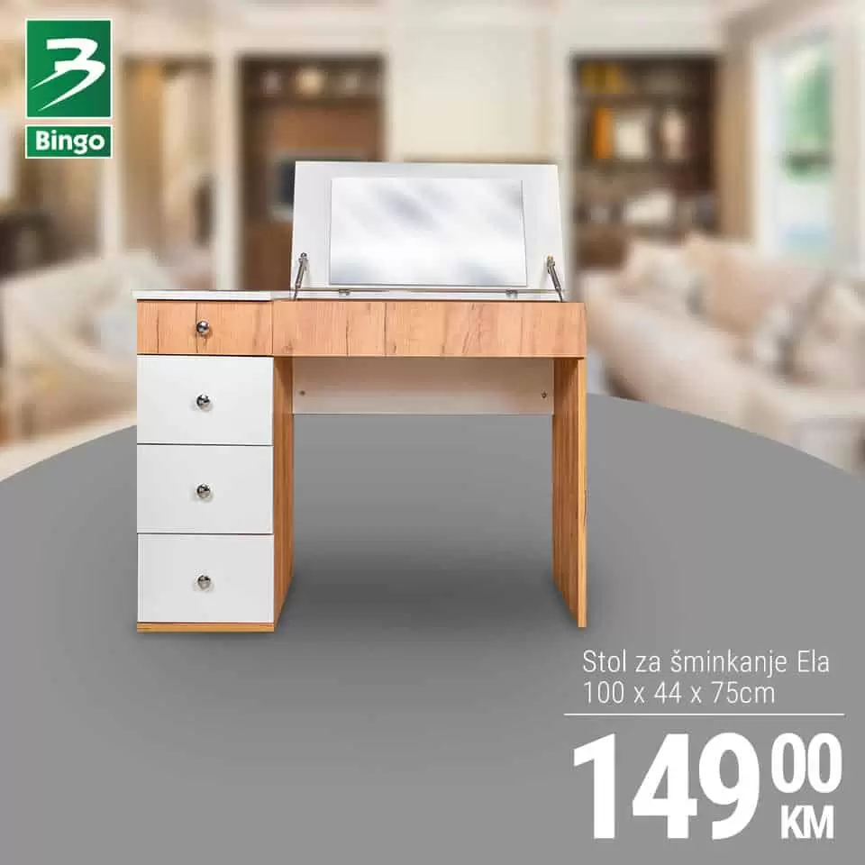 stol za sminkanje, stol za sminkanje sa ogledalom, stol za sminkanje dimenzije, katalog, bingo namjestaj, bingo akcija, bingo snizenje 
