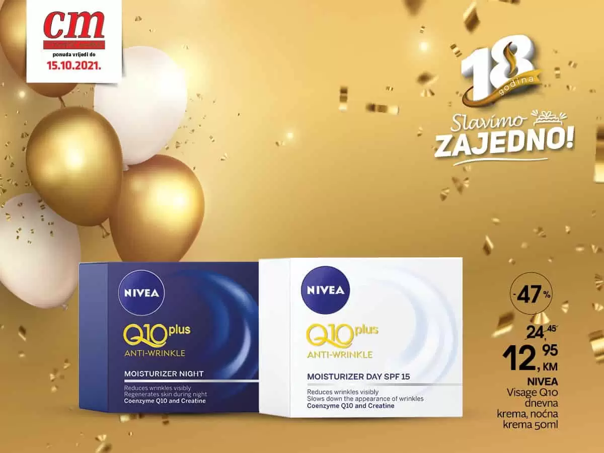 Nivea Q10 kreme (noćna i dnevna) su snižene odličnih -47%!