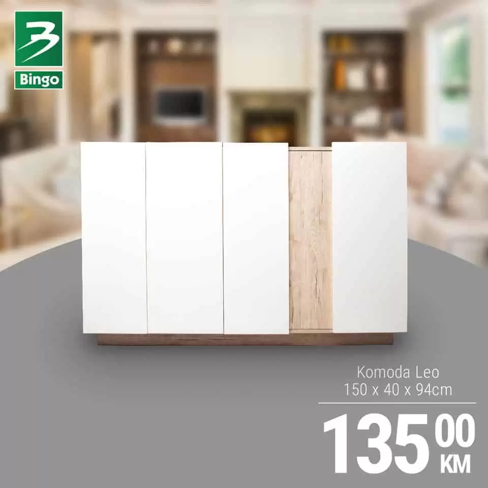 bijela komoda, bijela komoda cijena, komoda bijela akcija, namjestaj komoda, bingo komoda, bijela komda bingo