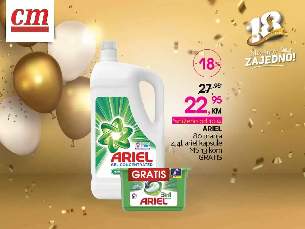 ariel, ariel kapsule, ariel cijena, tecni detrdzent ariel akcija