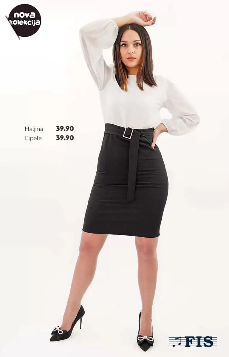 bijela kosulja, lagana bijela kosulja, crna suknja