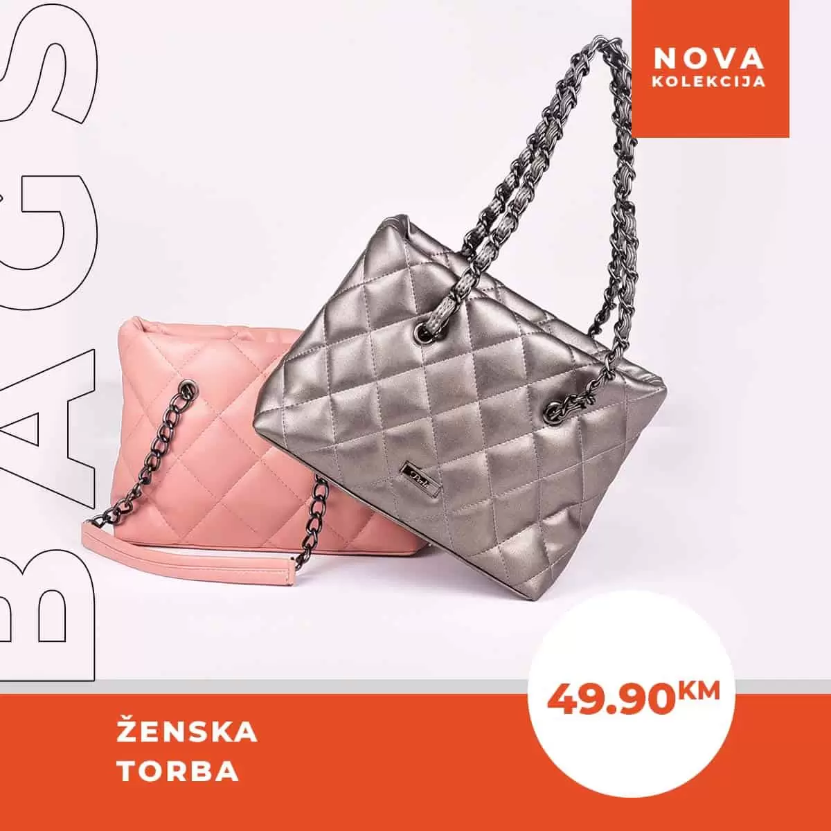 srebrena torba, torba sa lancima, torba sa srebenim lancima, pink torba, roza torba, baby roza torba