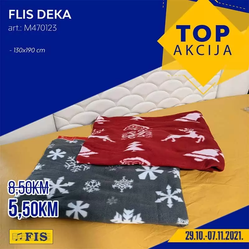 flis deka, deka topla, crvena deka, bozicna deka
