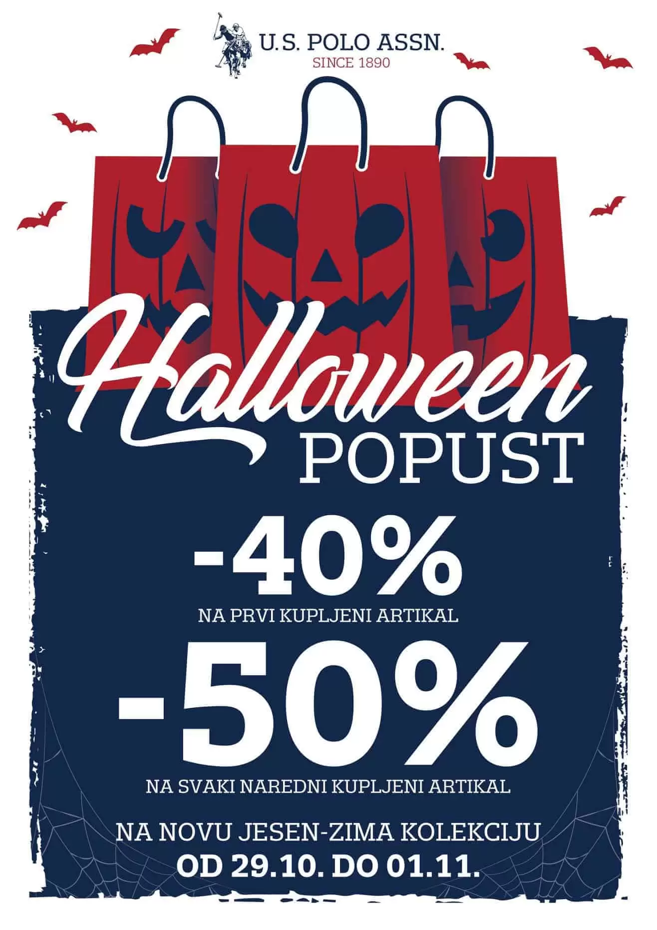 US Polo - 40% na prvi kupljeni artikal i 50% na drugi i svaki naredni,