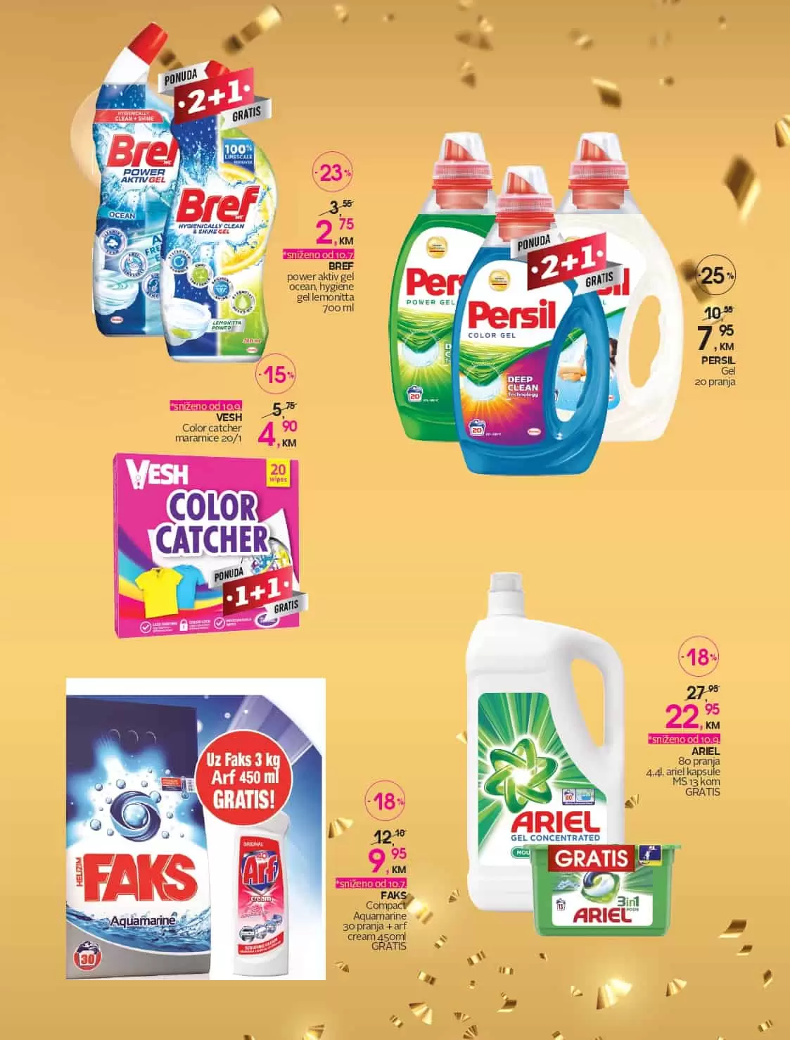 VESH Color catcher maramice 20/1, ARIEL 80 pranja 4,4l, ariel kapsule MS 13 kom GRATIS