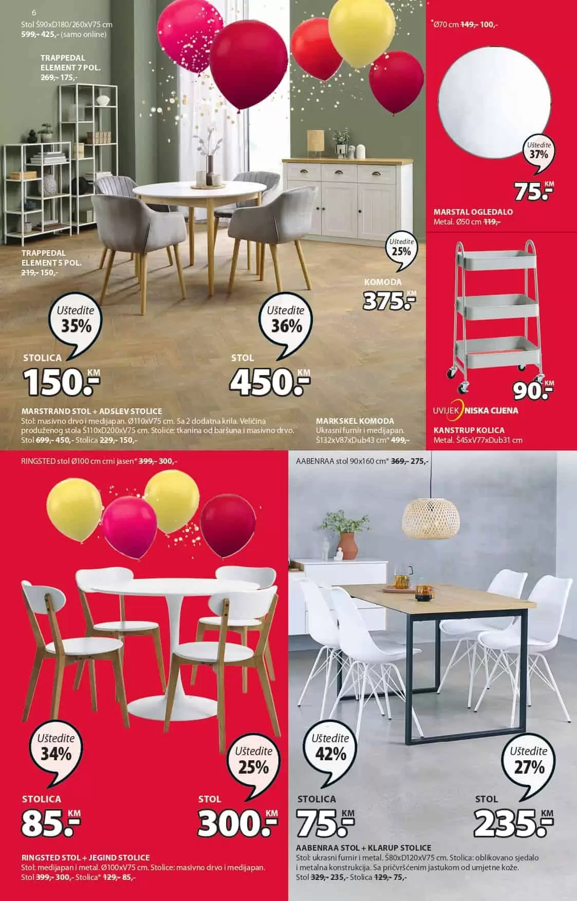 trpezarija, stolice i stol za trpezariju, jysk stol , jysk stolice, jysk cijena stolice, jysk cijena stol