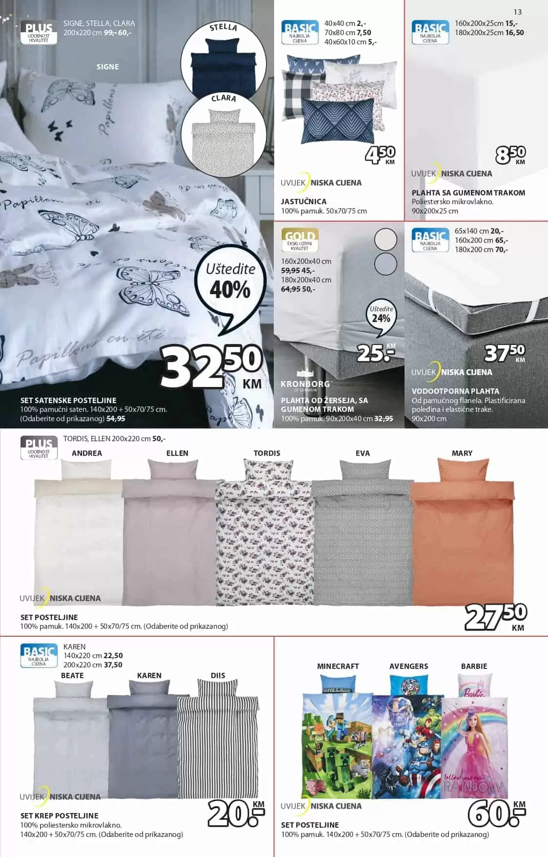 kucni tekstil, posteljina, pamucna posteljina, satenska posteljina jysk,