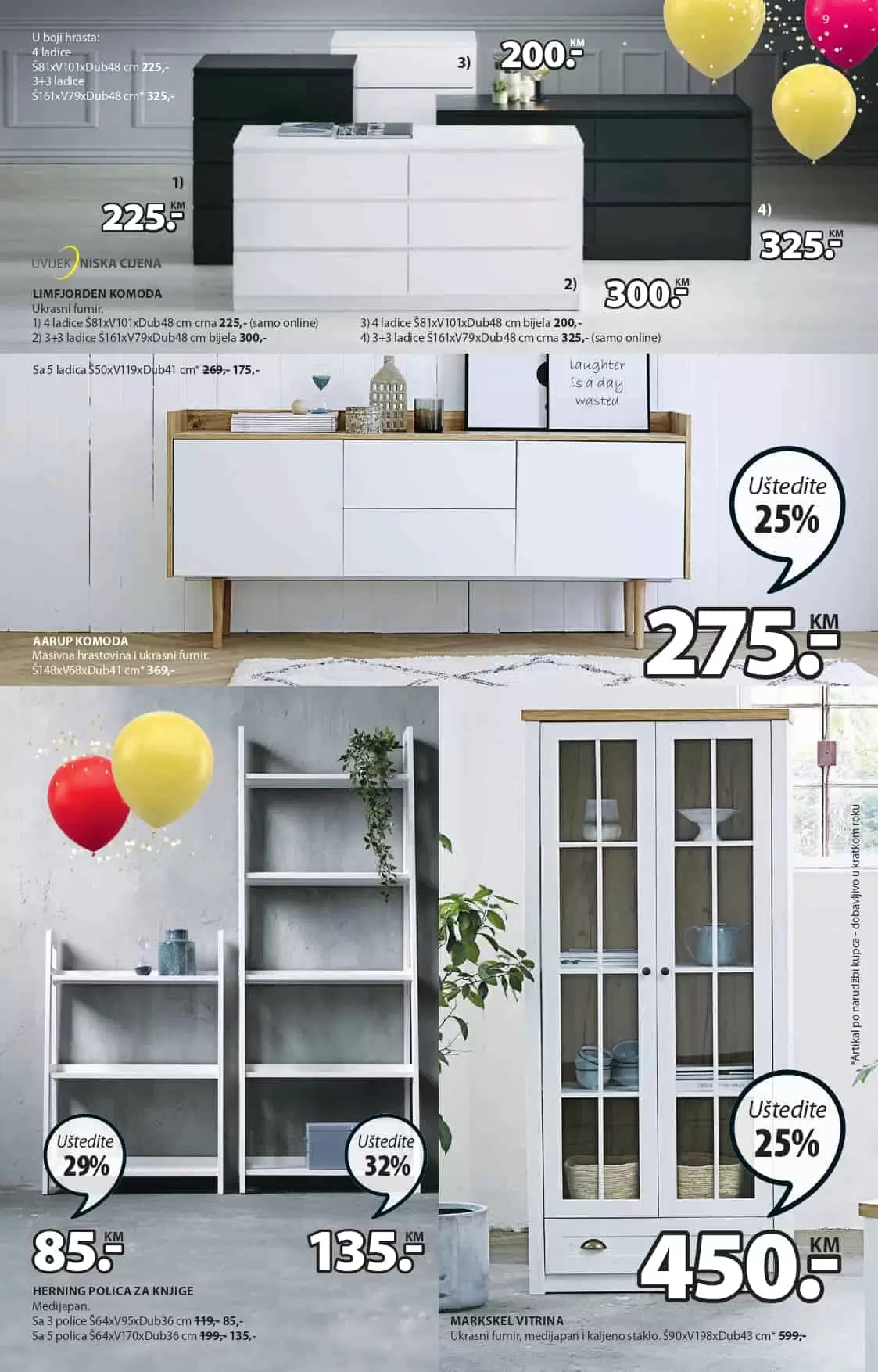 namjestaj, namjestaj jysk, snizenje namjestaja, police za knjige