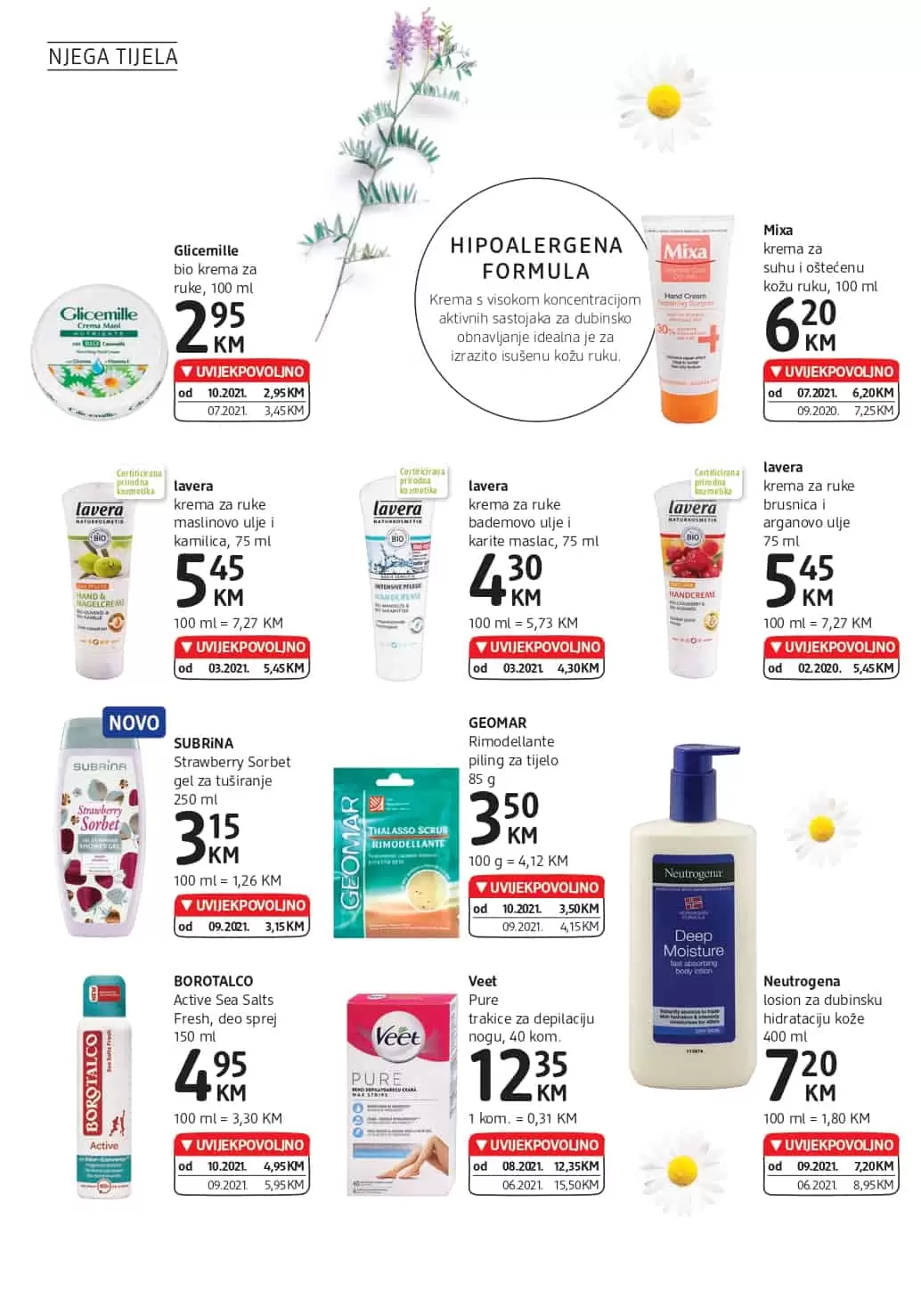 Mixa krema za suhu i oštećenu kožu ruku, lavera krema za ruke bademovo ulje i karite maslac, Neutrogena losion za dubinsku hidrataciju kože