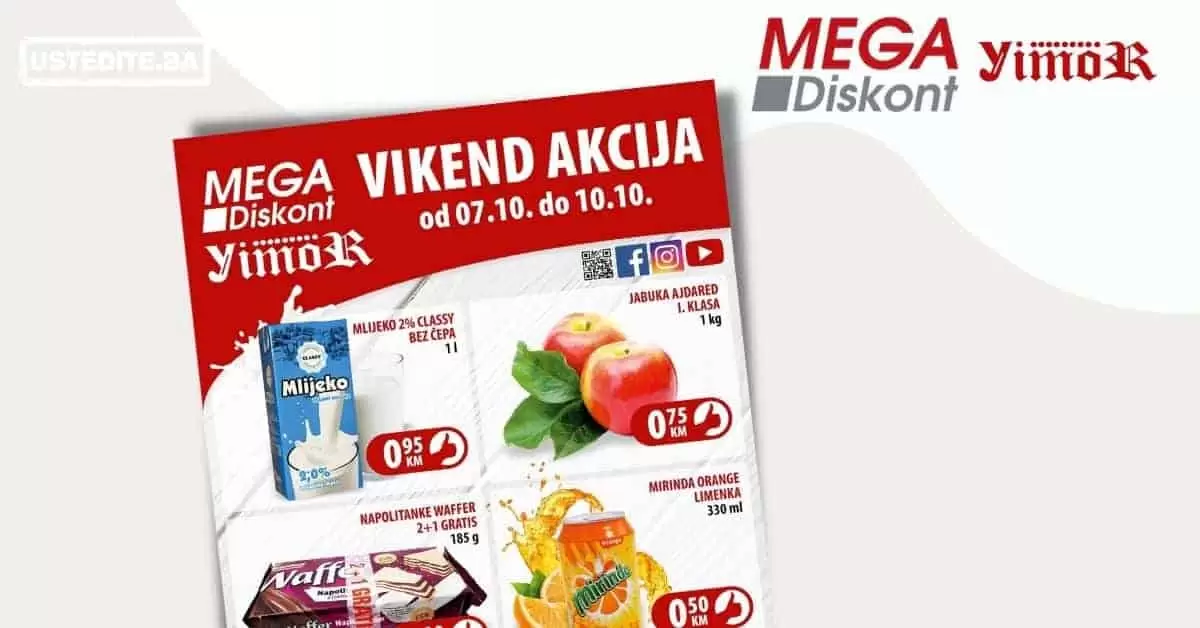 mega diskont super akcija. mega diskont snizenje. yimor super cijene. akcija. popusti. katalozi. najbolje cijene bez dileme