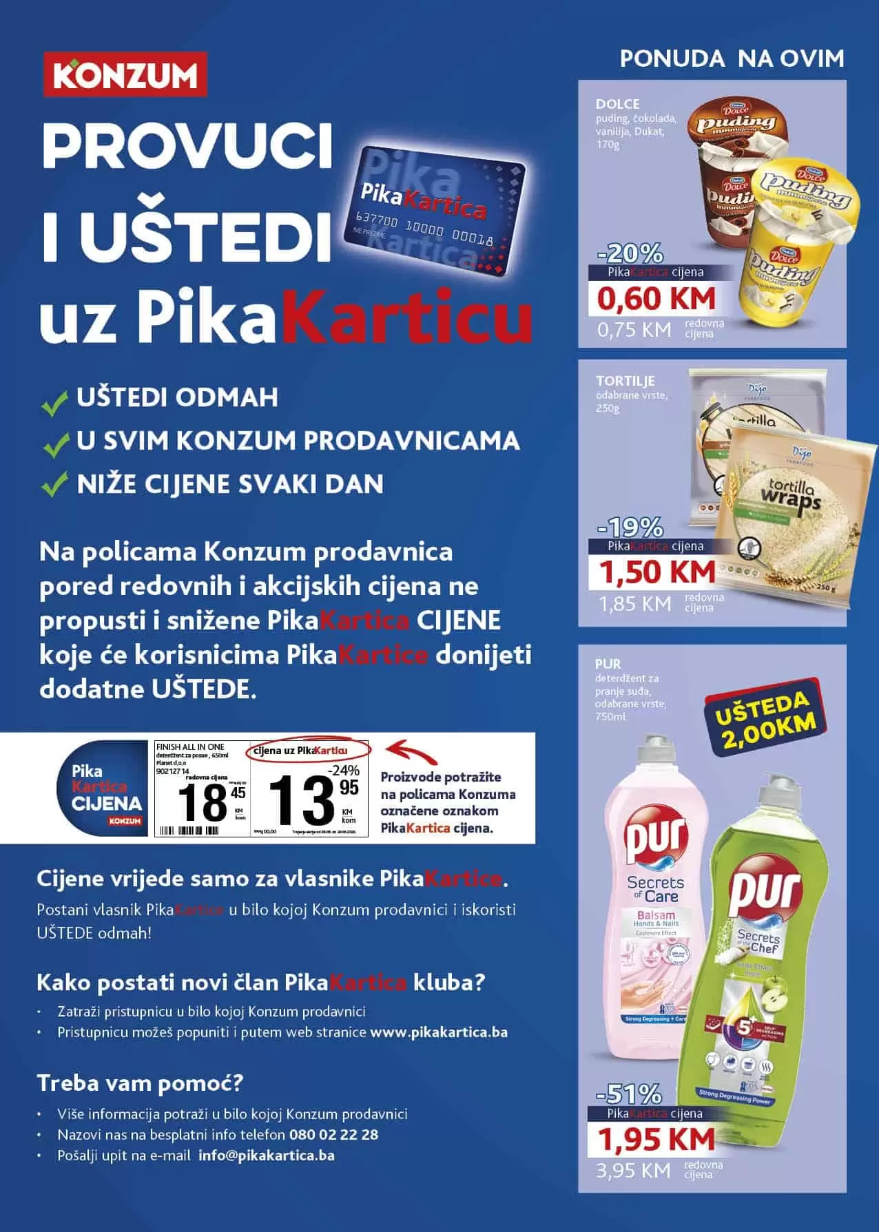 pika kartica. konzum pika. snizenje.  povuci i ustedi