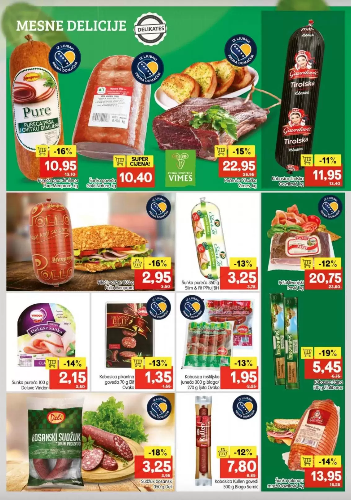 dimljena pileca prsa, pileca prsa, pileca prsa cijena, pileca prsa akcija, bosanski sudzuk, bosanski sudzuk akcija, kulen, kulen akcija, kulen cijena