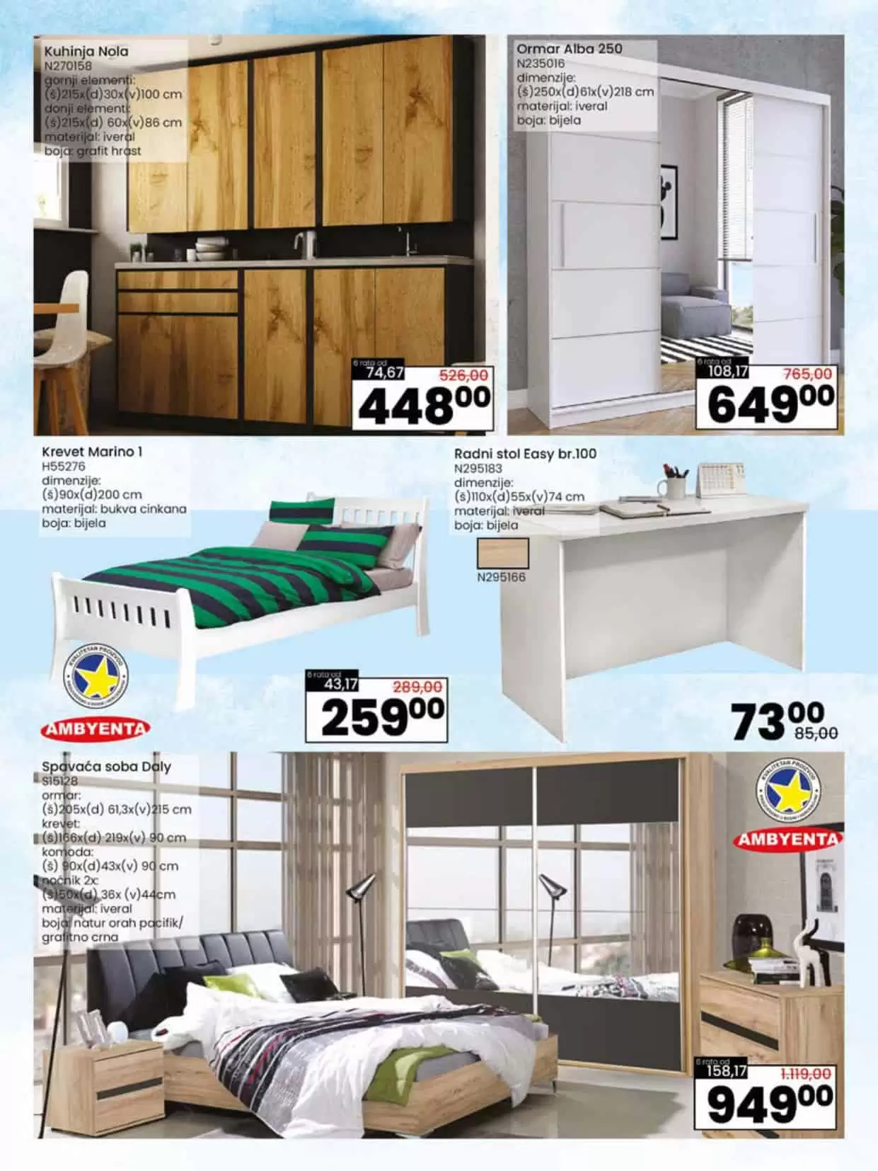 krevet, radni stol, kuhinja, smedja kuhinja, kuhinja cijena, kuhinja akcija, kuhinja popust,