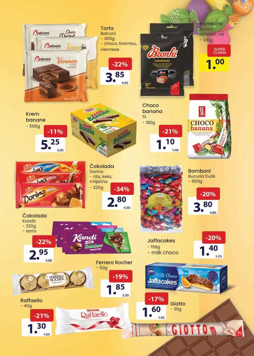 giotto, dorina cokolada, kandit cokolada, jaffa cakes,