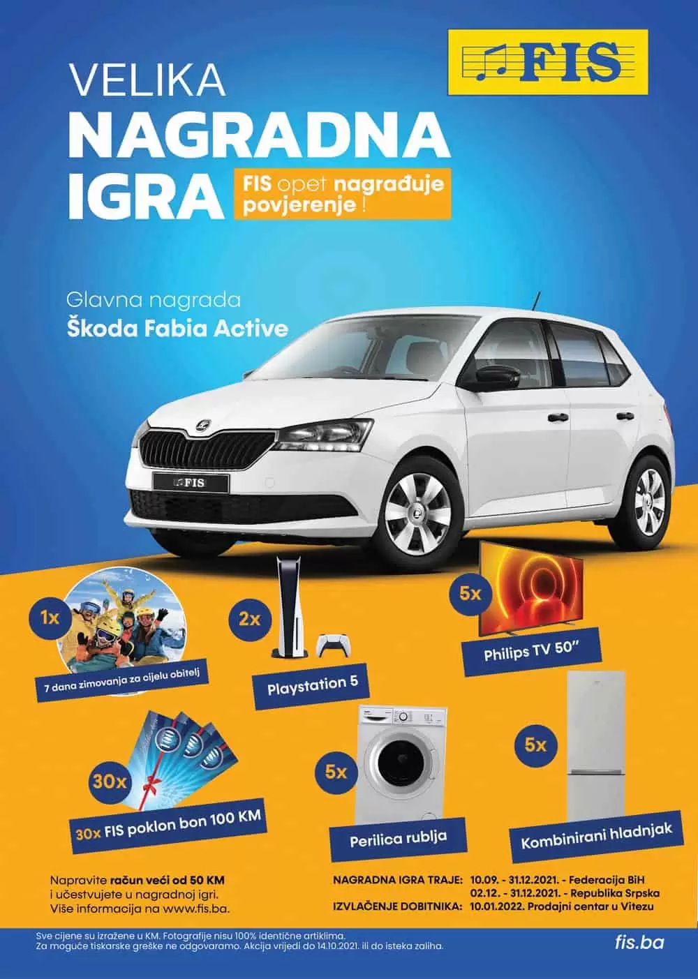 Velika nagradna igra, Fis nagradna igra, osvoji auto, nagrada auto