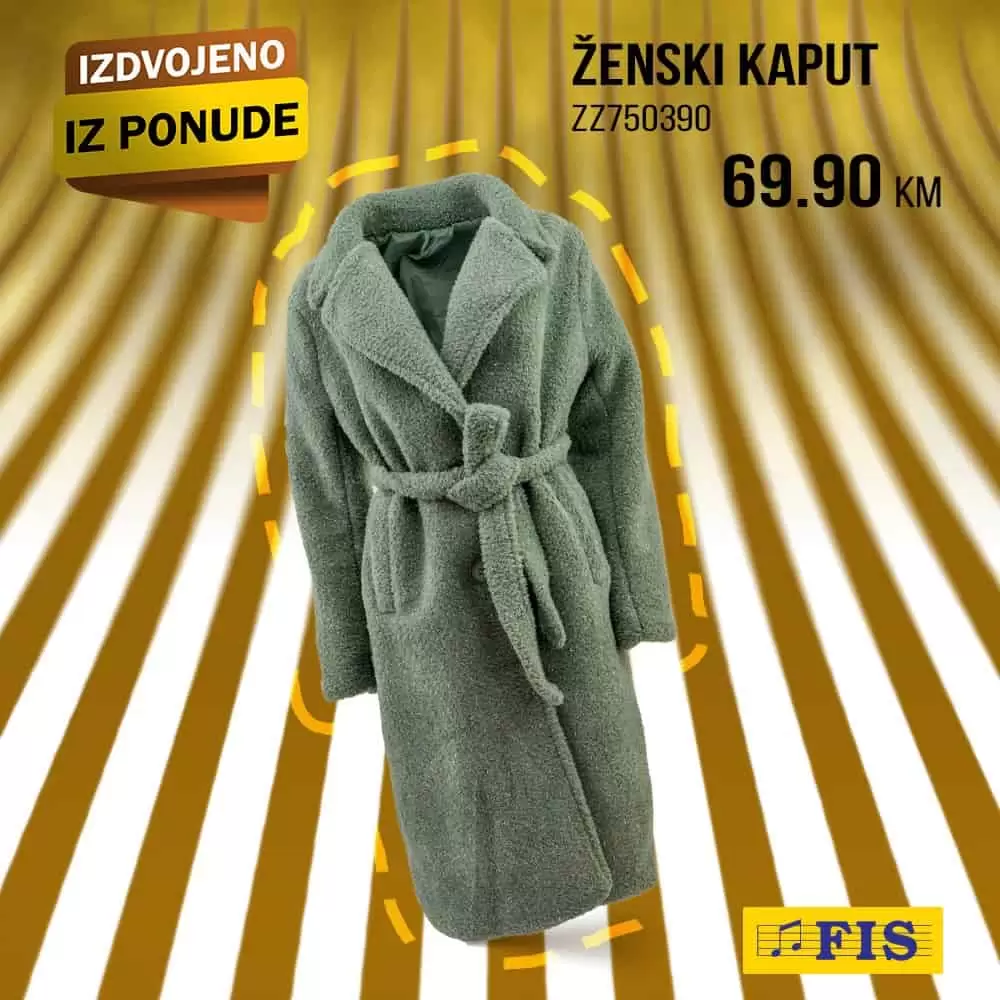 kaput, zeleni kaput, topli zeleni kaput, lagani kaput, zimski kaput, 