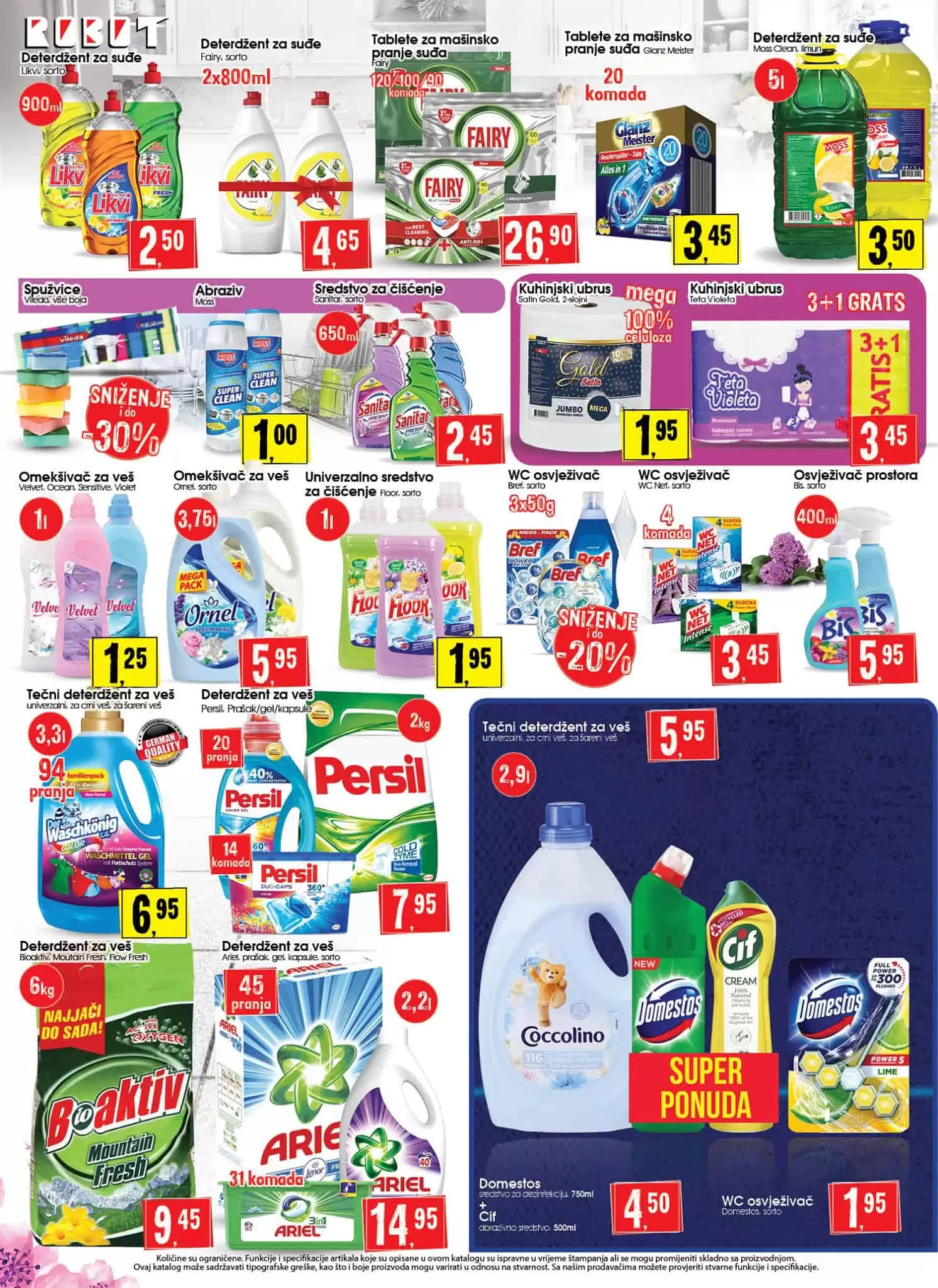 domestos, domestos cijena, domestos akcija, domestos snizenje, persil deterdzent, ariel deterdzent, ariel cijena
