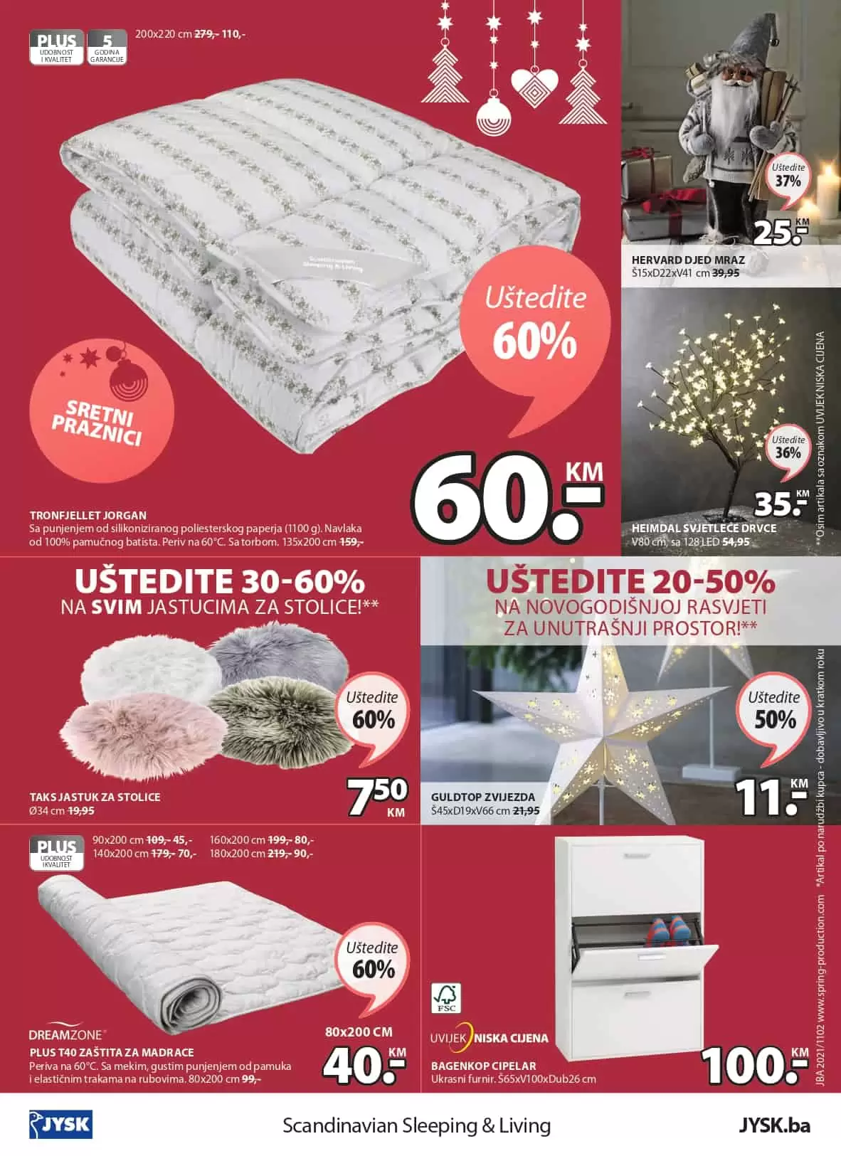 Jysk akcijski katalog. letak. snizeno. snizenje. popust. usteda. usteda novca.