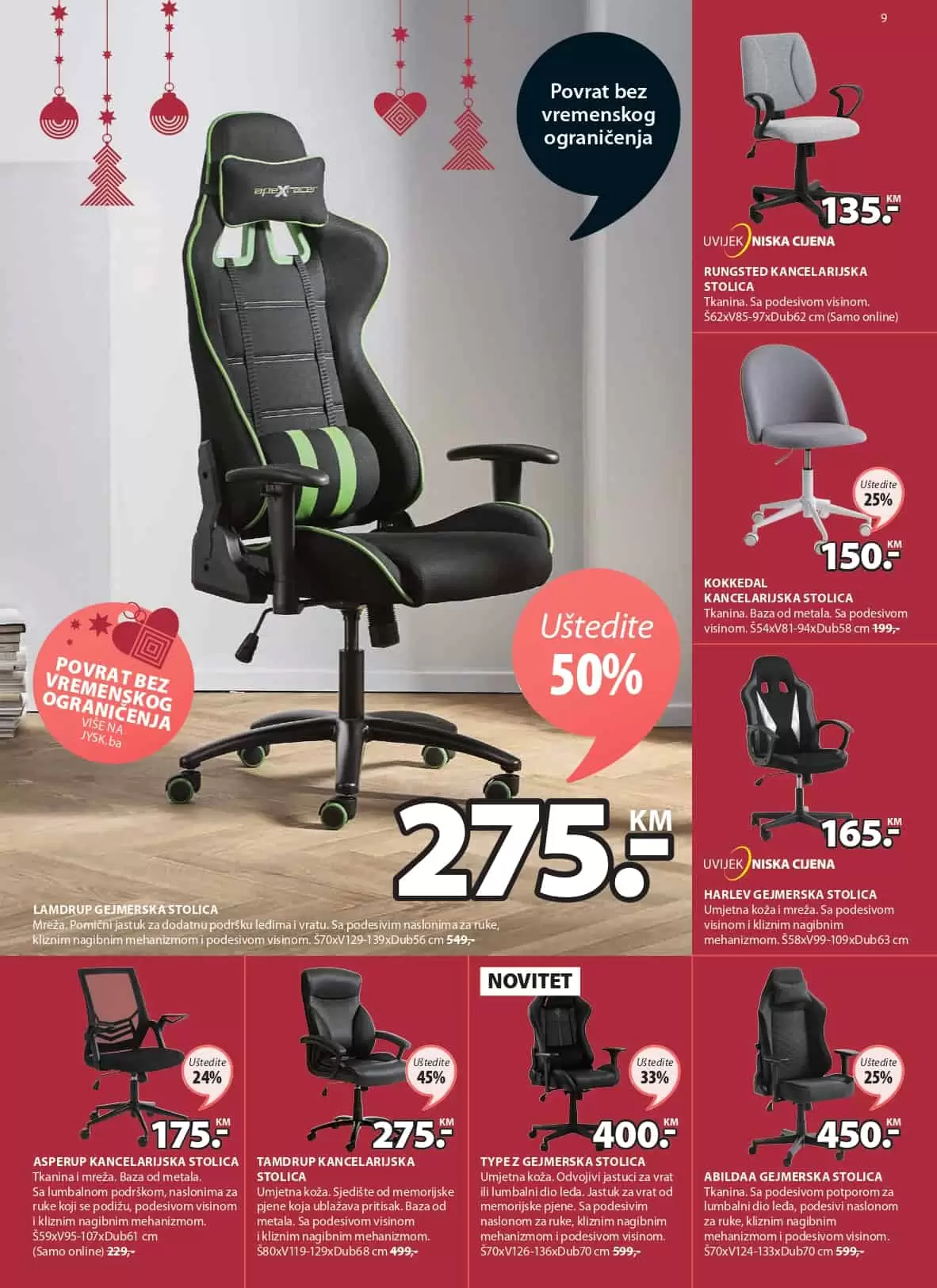 kancelarijska stolica, gaming stolica, radna stolica, jysk stolica, 