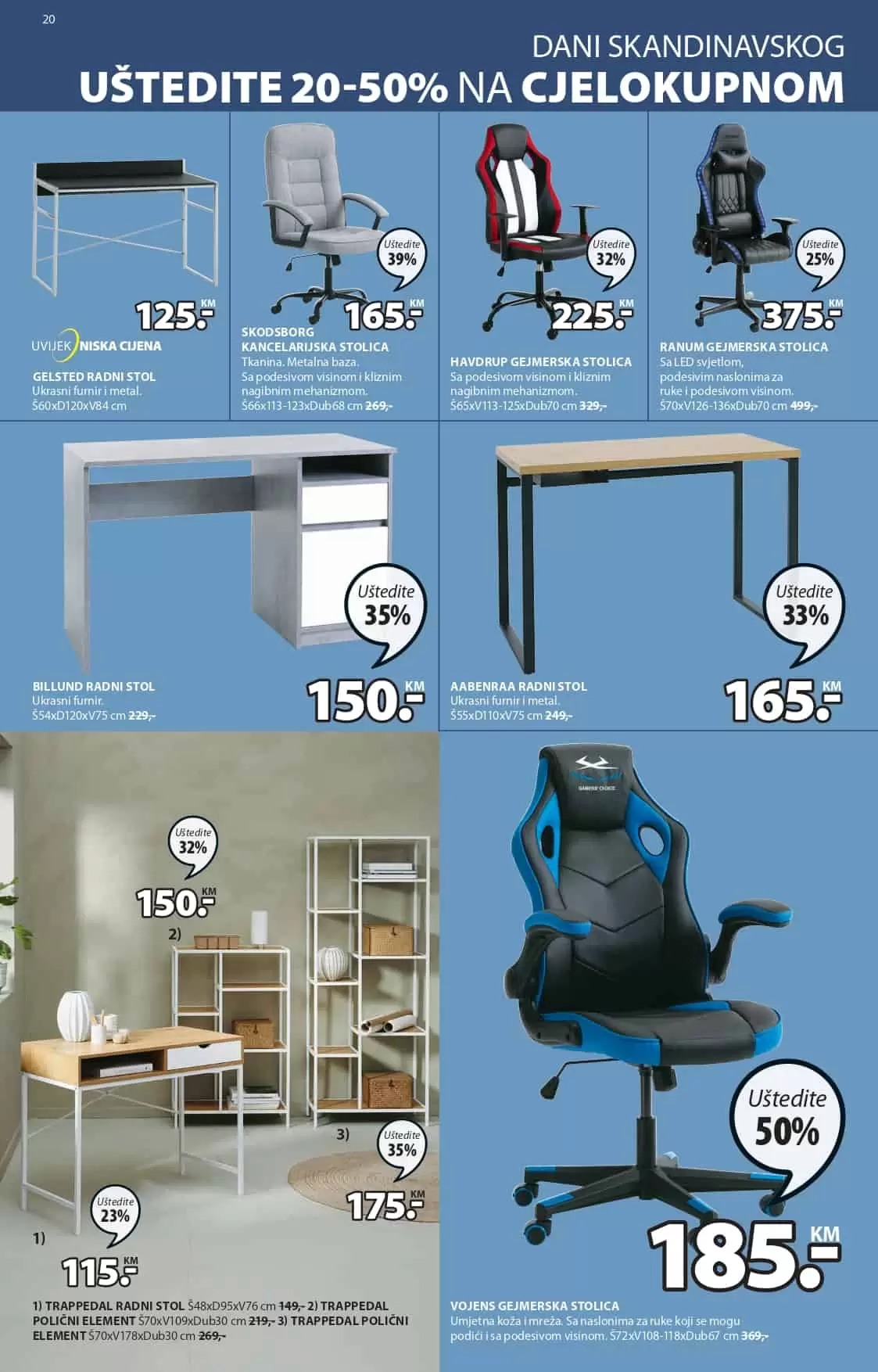 radni stol, radna stolica, kancelarijski namjestaj, jysk namjestaj 