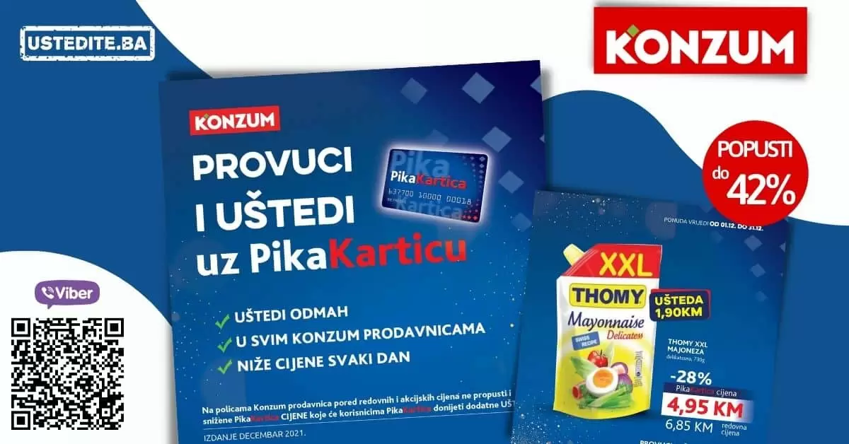 pika kartica. konzum pika. snizenje. maslinovo ulje. vileda. eurokrem.