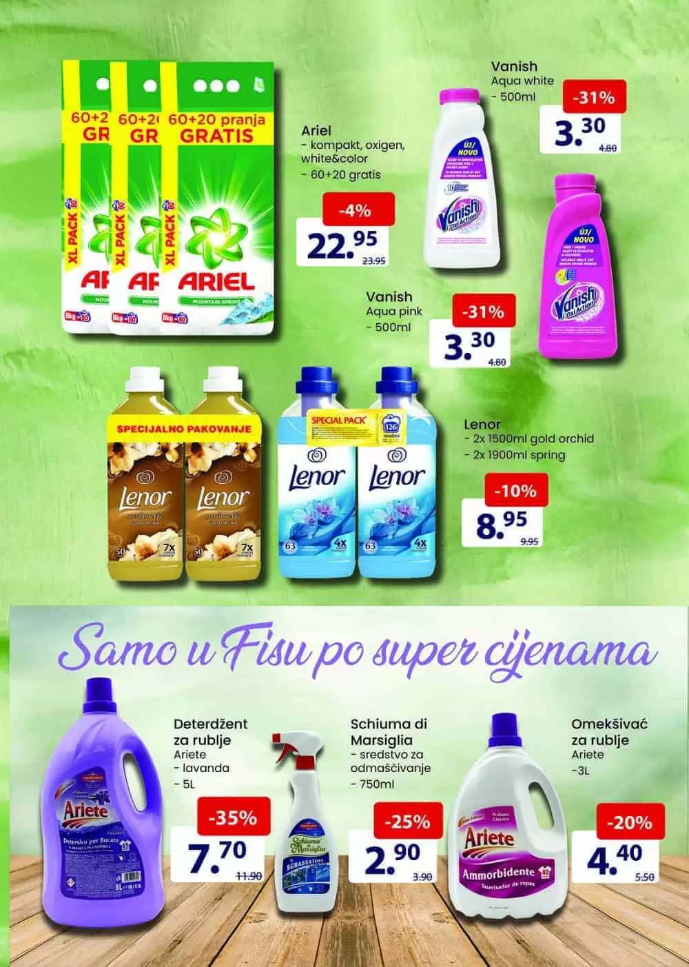 ariel deterdzent, lenor omeksivac , ariel deterdzent cijena, ariel akcija, ariel cijena u bih