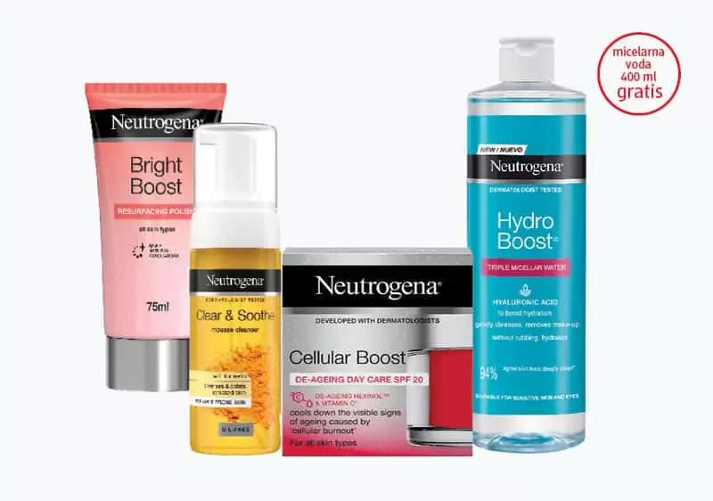 Neutrogena Kupovinom bilo kojeg Neutrogena proizvoda za lice, na kasi preuzmite Neutrogena Hydro Boost micelarnu vodu za lice od 400 ml na poklon.