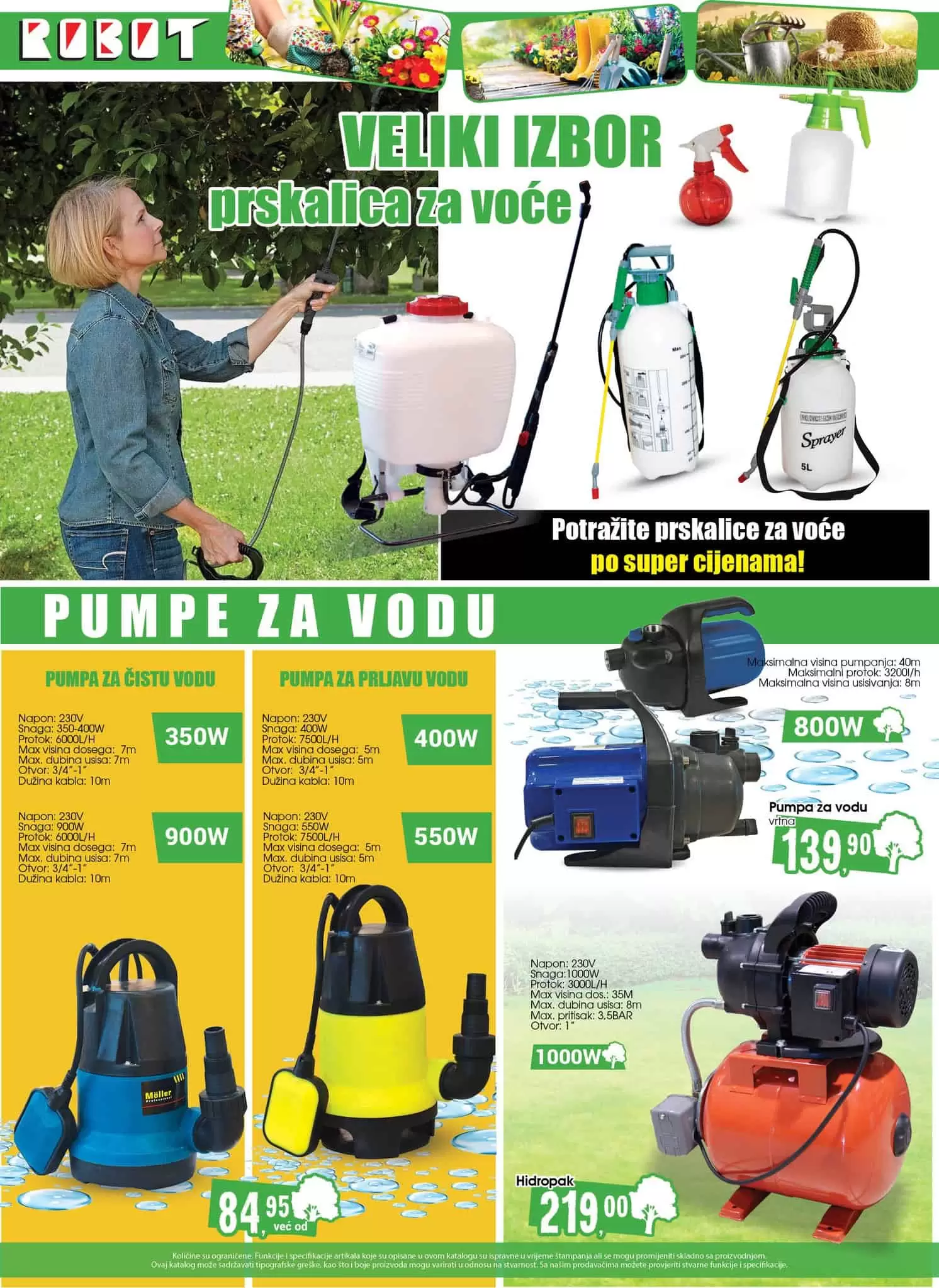Trebate prskalicu za voće, pumpe za vodu? Čekaju vas po super cijenama u Robot-u!