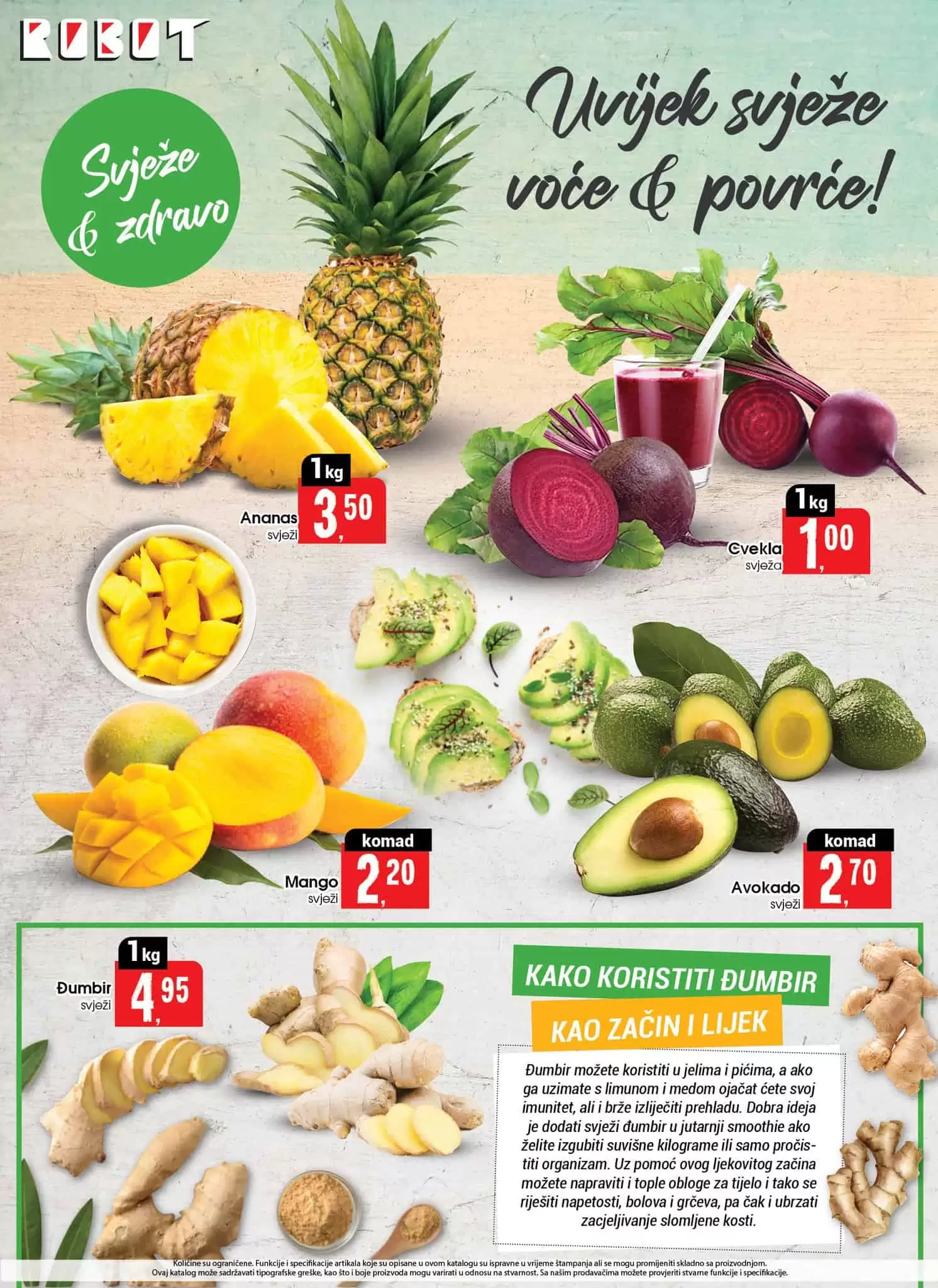 Novi robot-ov akcijski katalog donosi nam sjajne cijene na odjelu prehrane i hemije. Na sniženju možete pronaći osnovne životne namirnice, proizvode za njegu i higijenu, proizvode za čišćenje kuće, deterdžente i omekšivače za veš.