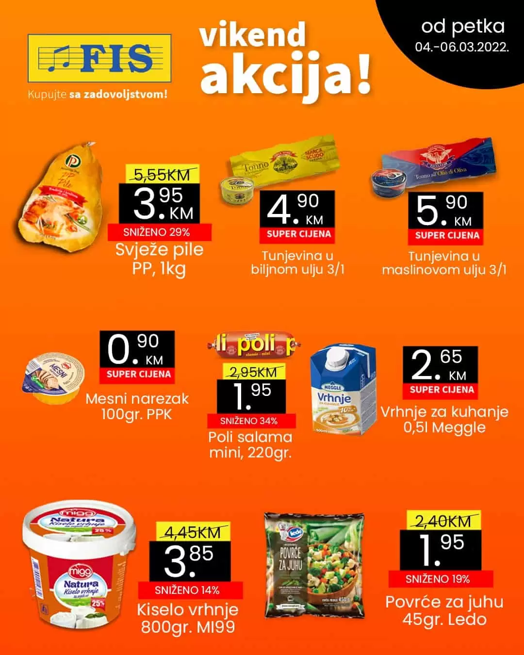 Fis vikend akcija donosi nam odličnu ponudu na odjelima prehrane i hemije. Popusti u Fis katalogu dosezu i do 36%.