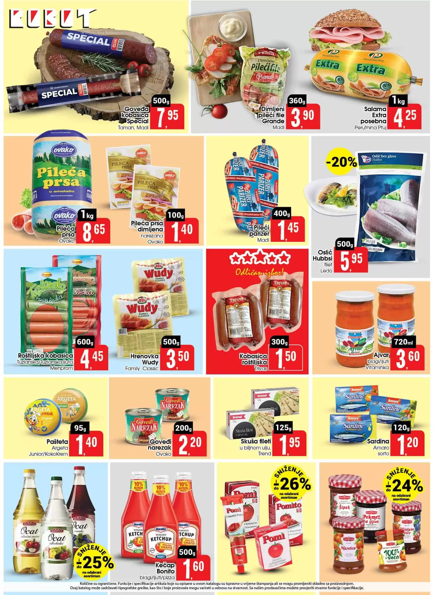 SNiženje mesnih preradjevina: salama, hrenovke, sudžuk u Robot katalogu.