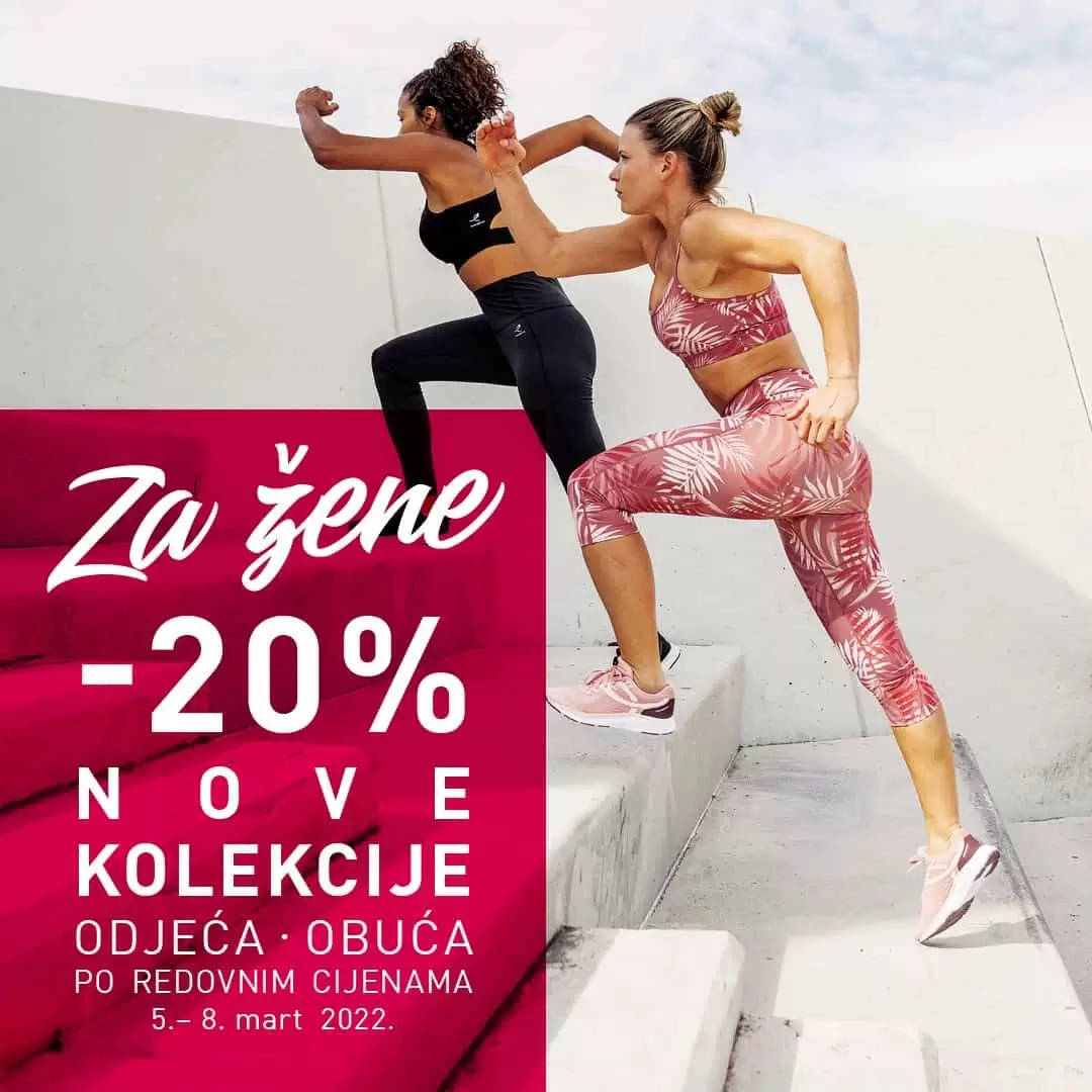 InterSport vam u perodu 05-08.03.2022. godine donosi 20% popust na žensku odjeću i obuću iz novih kolekcija! Iskoristi sniženje u InterSport prodavnicama!
