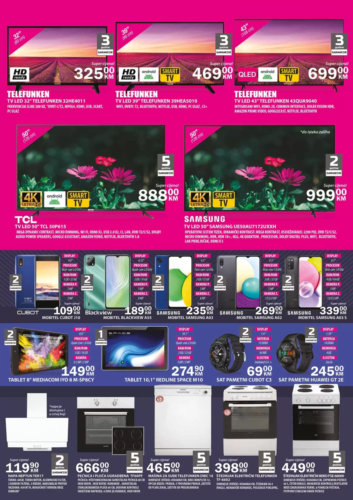 Novi Bingo katalog Tehnika donosi nam fantatsičnu ponudu! Telefunken, Gorenje, Samung, Hitiachi samo su neki od brendova koji su na sniženju. Veliki izbor bijele i ugradbene tehnike, mobitela, televizora, malih kućanskih aparata čeka na vas. Uštedite vrijeme i novac. Kupujte po akcijskim cijenama.