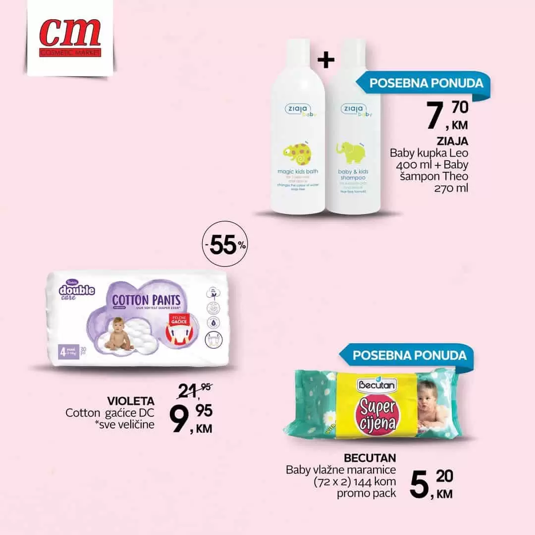 cm nam donosi specijalni popust i do 50% na odabrani asortiman. Odaberite vitamne, pelene za bebe ili keksice uz uštedu od c3ak 50%. Na ovoj super ponudi pronaći ćete i ponude 1+1 gratis.