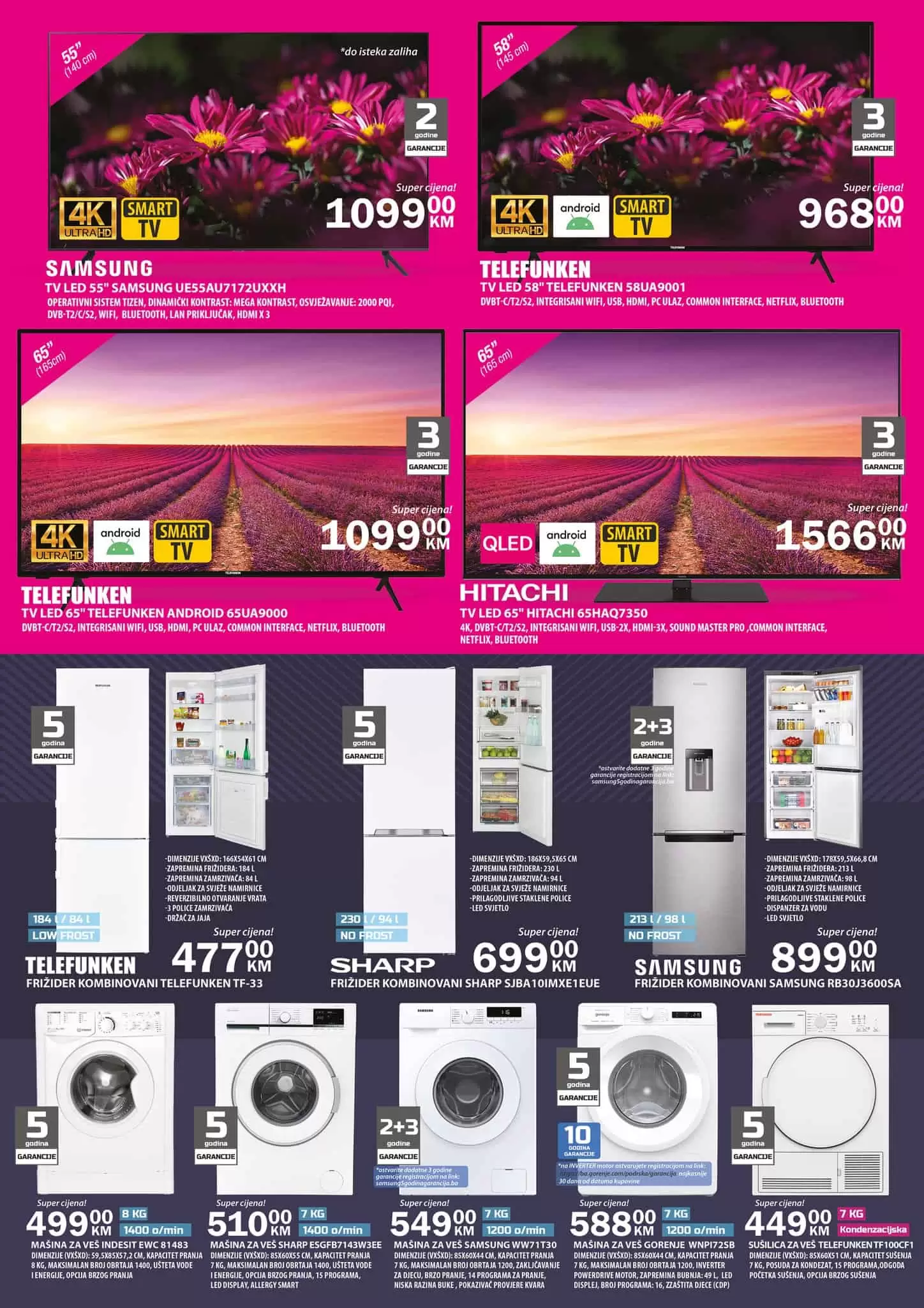 Novi Bingo katalog Tehnika donosi nam fantatsičnu ponudu! Telefunken, Gorenje, Samung, Hitiachi samo su neki od brendova koji su na sniženju. Veliki izbor bijele i ugradbene tehnike, mobitela, televizora, malih kućanskih aparata čeka na vas. Uštedite vrijeme i novac. Kupujte po akcijskim cijenama.