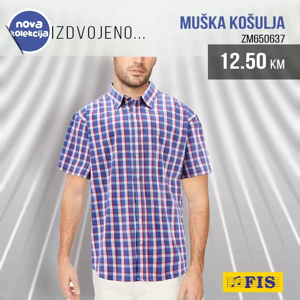 Karo kosulja za muskarce samo 12,50 KM. Ova super ponuda dostupna je u Fis prodavncama na odjelu tekstila.