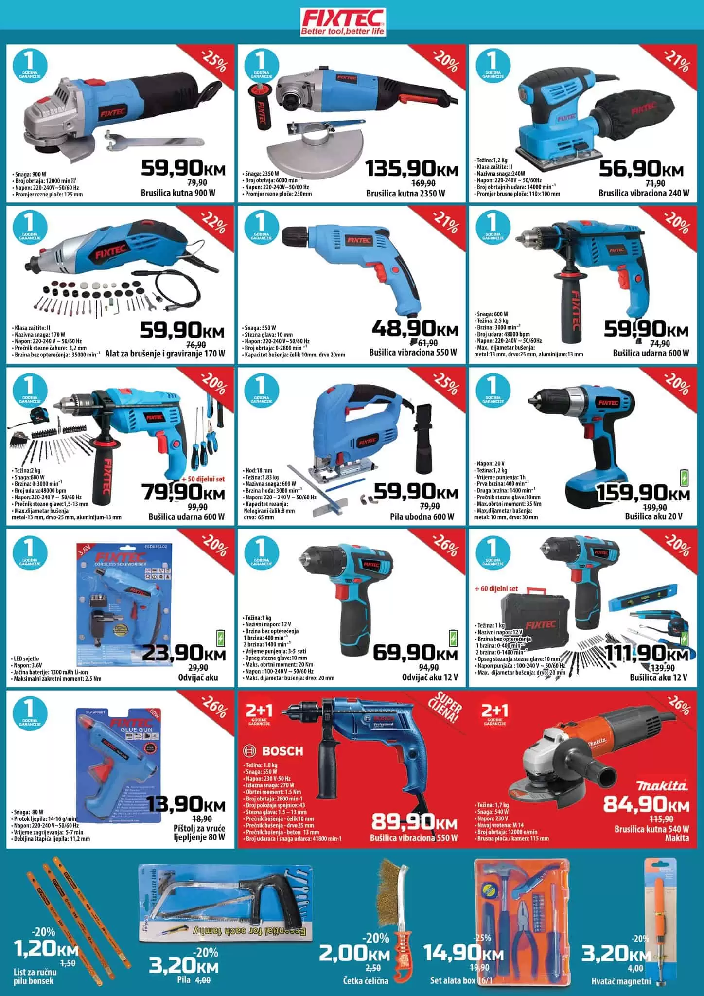Bingo Katalog alata donosi sniženje. do 37% na odabrani asortiman autokozmetike i alata. Sniženi brendovi su Fixtec i Einhell. 