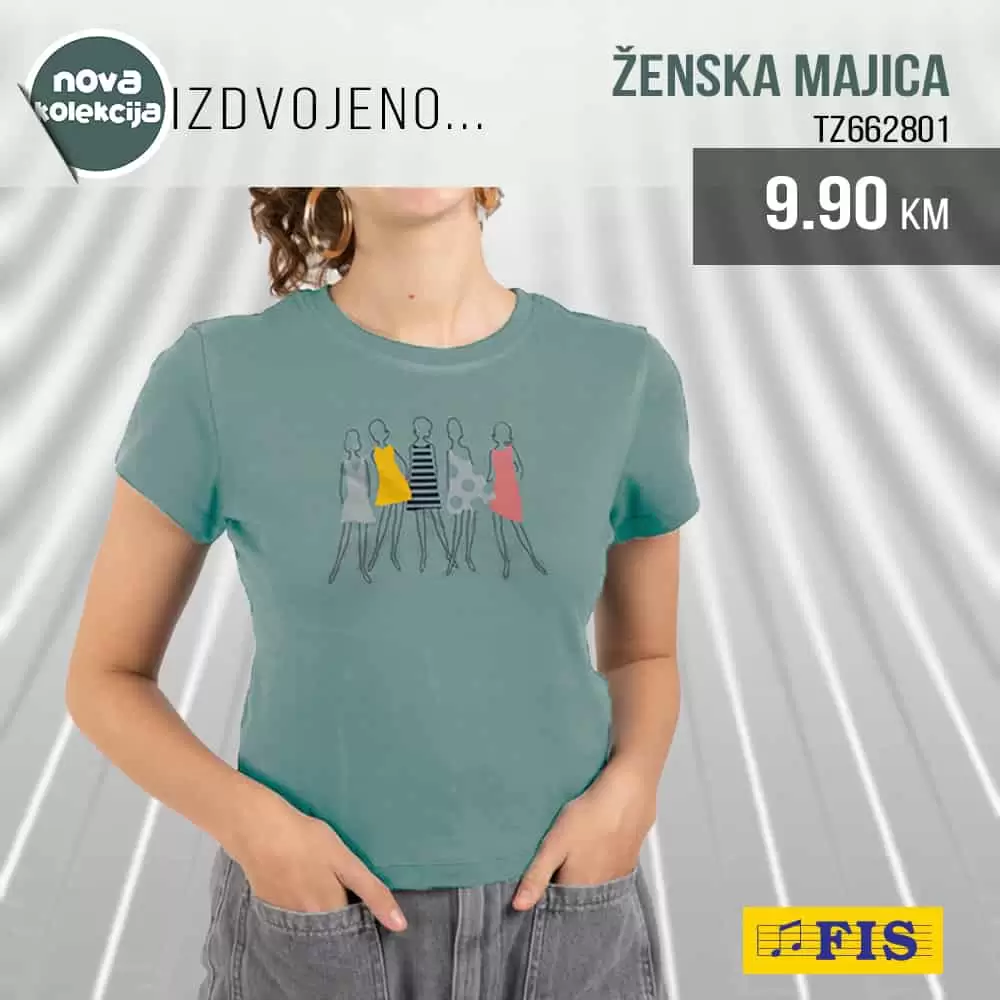 Zelena ženska majica samo 9,90 KM! Kupujte sa zadovoljstvom u Fis-u!