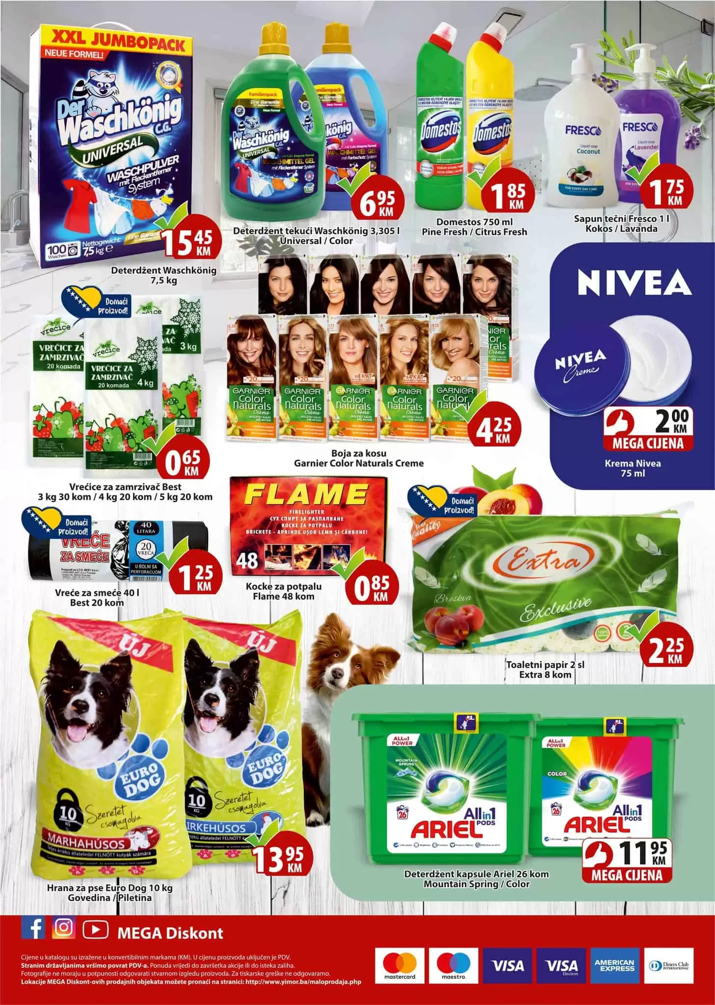 Mega Diskont katalog ima super cijene prehrambenih proizvoda i kućne hemije. Uštedite svoj novac. 