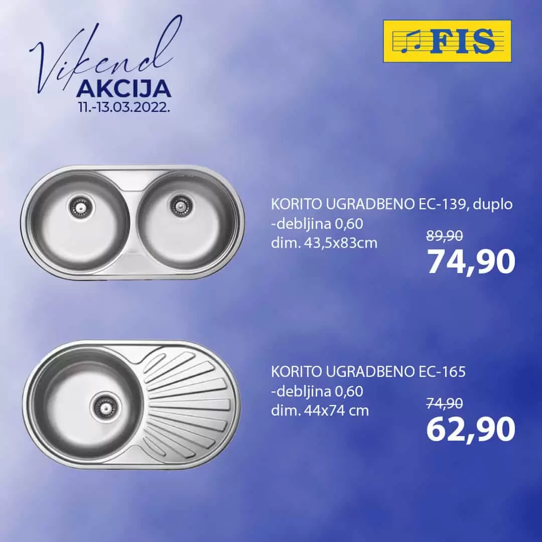 U FIS-u ODREĐENI MODELI UGRADBENIH KORITA -15% 